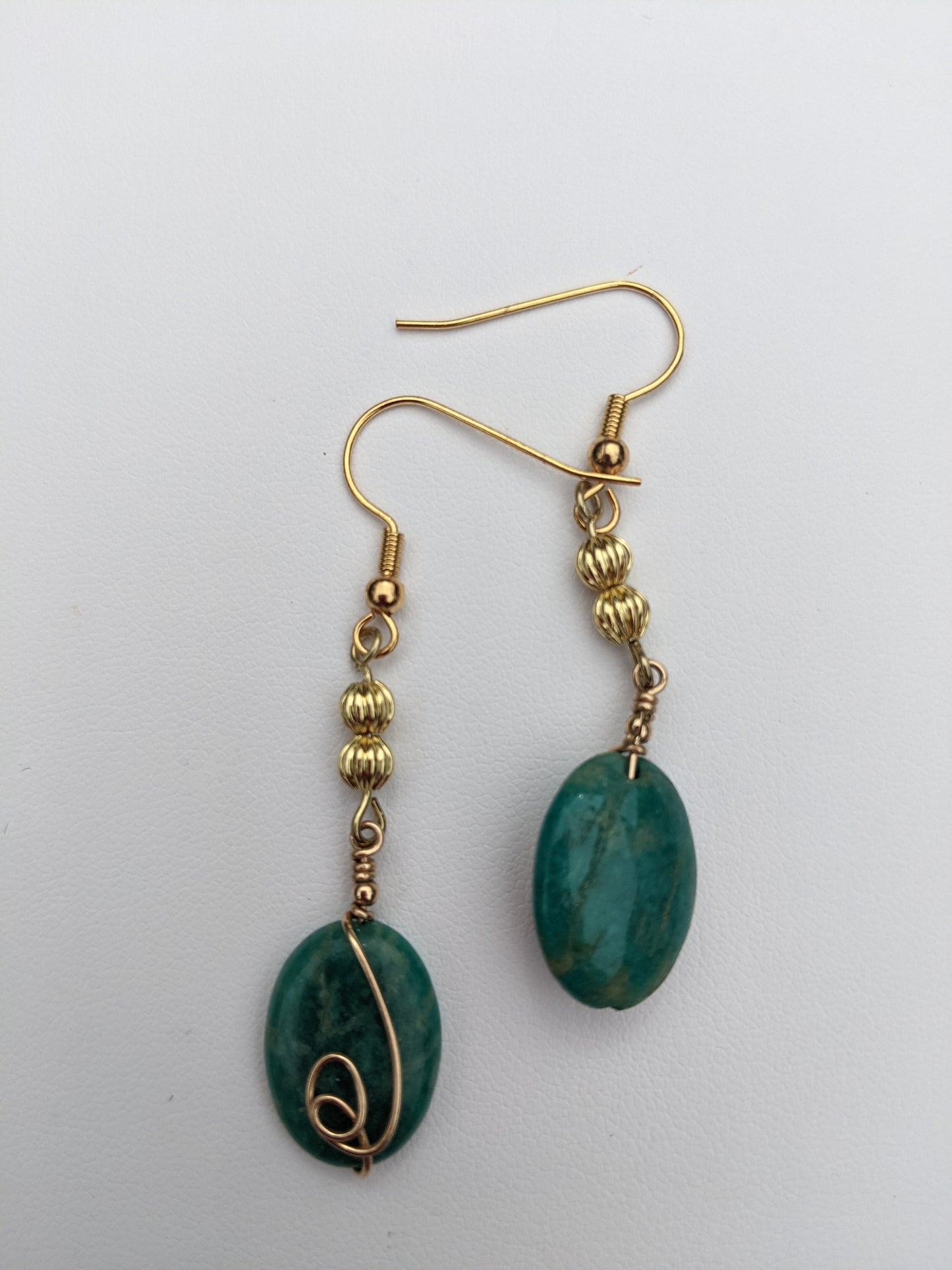 Green Quartz Gold-tone Wire-wrapped Earrings