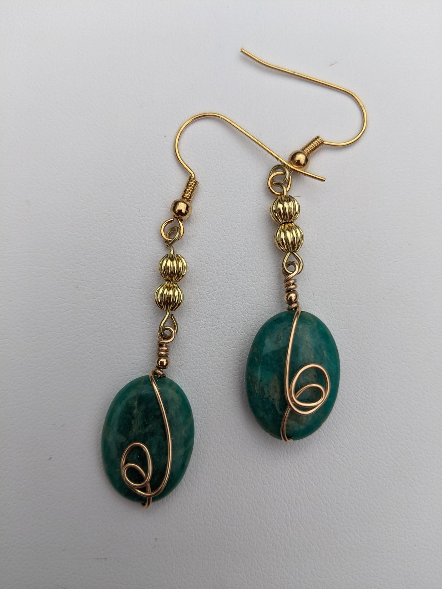 Green Quartz Gold-tone Wire-wrapped Earrings