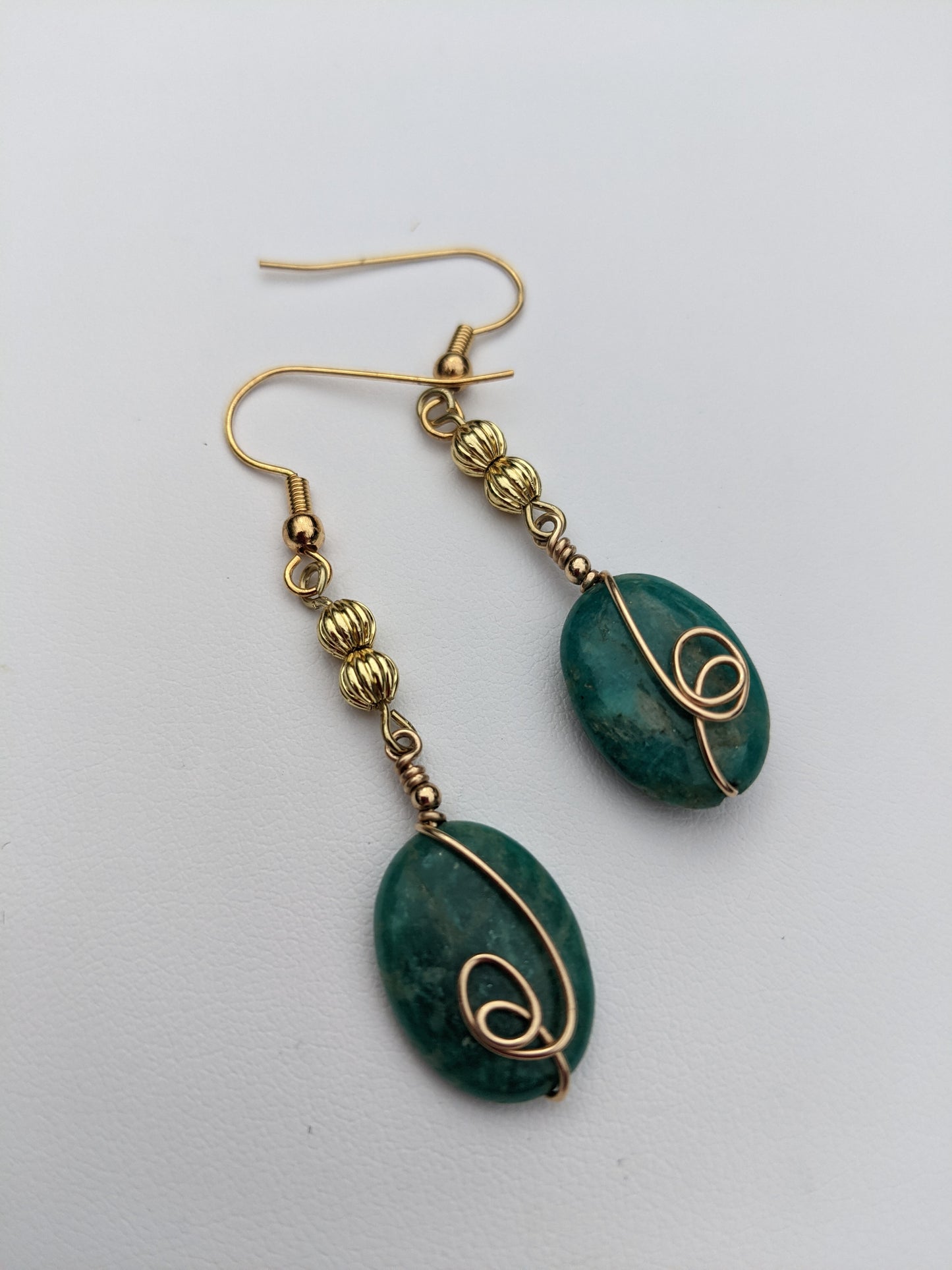 Green Quartz Gold-tone Wire-wrapped Earrings