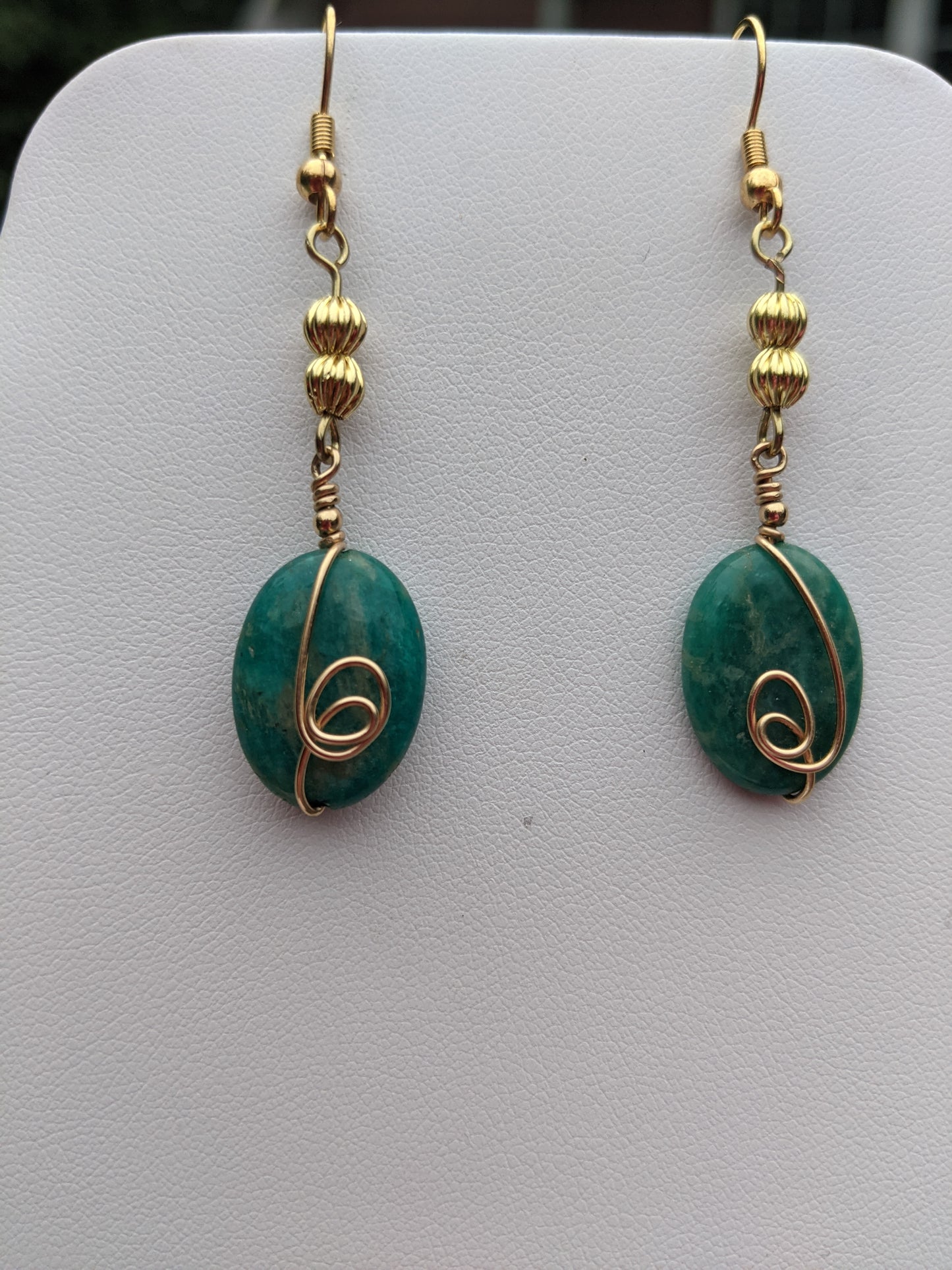 Green Quartz Gold-tone Wire-wrapped Earrings