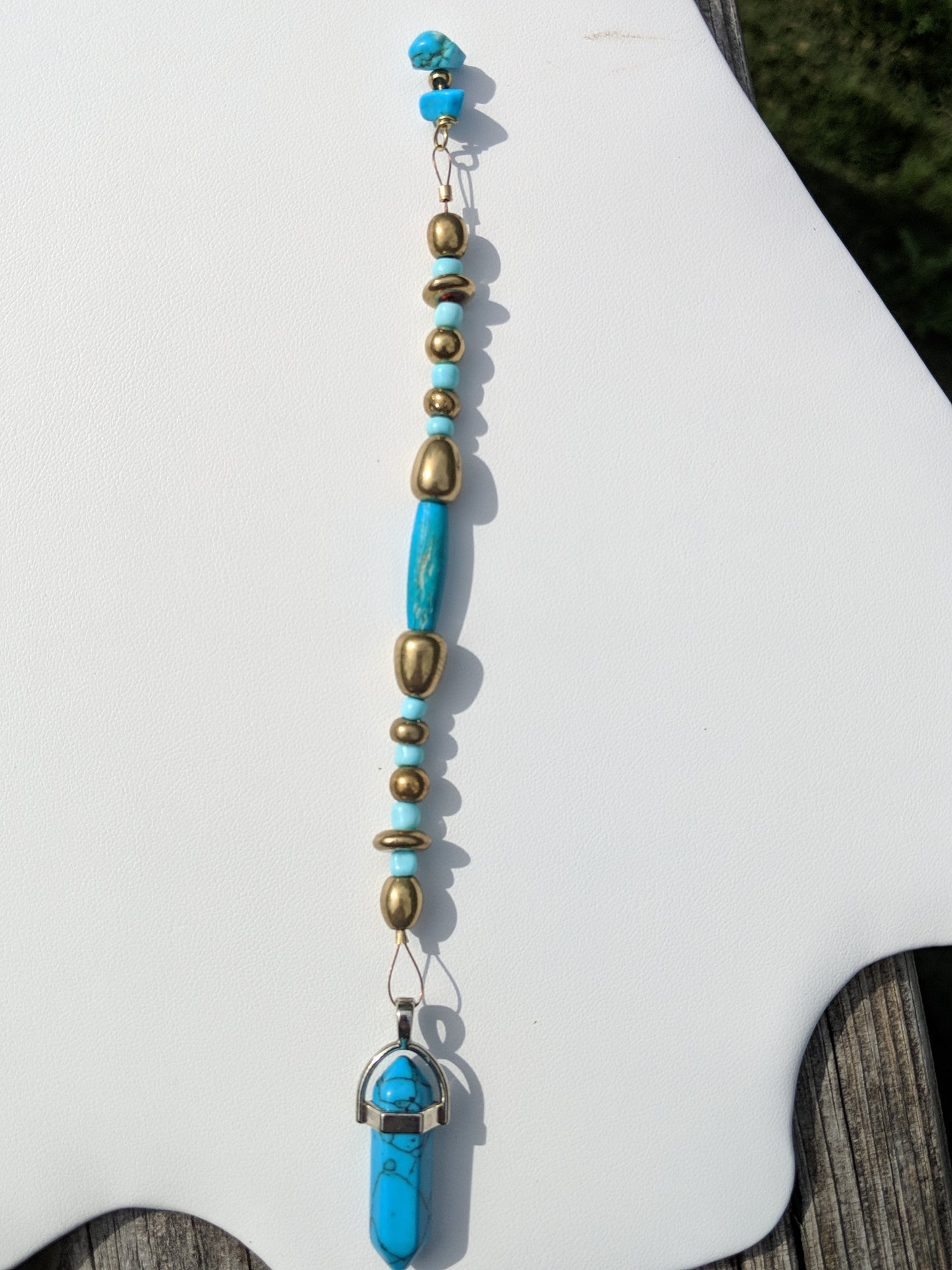 Blue Howlite with Turquoise Chips Pendulum (Reiki blessed)