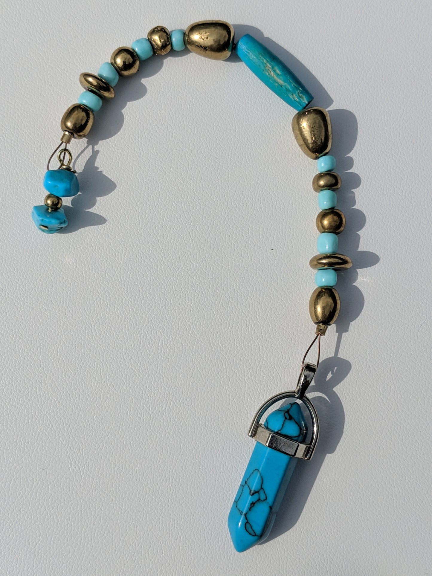 Blue Howlite with Turquoise Chips Pendulum (Reiki blessed)