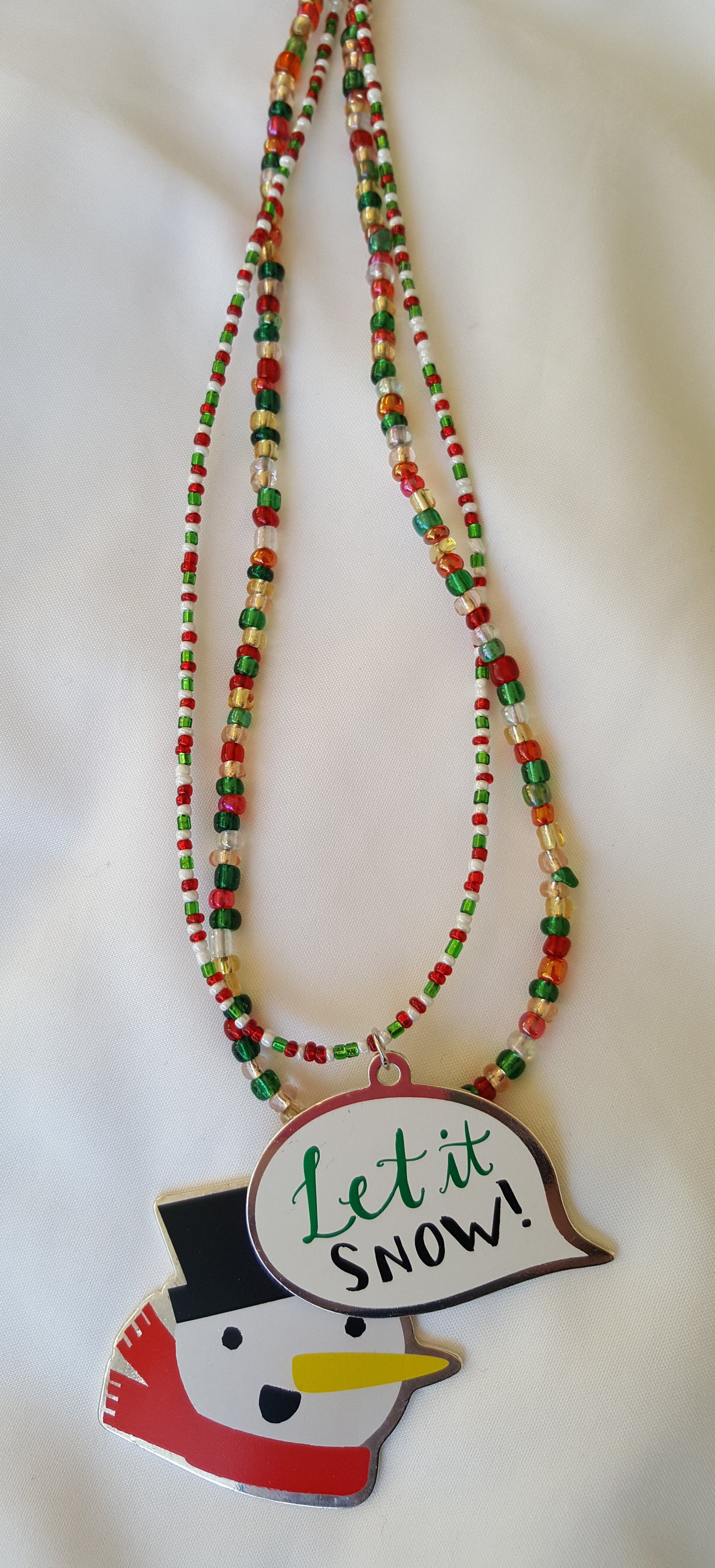Let It Snow-man Double-strand Beaded Necklace