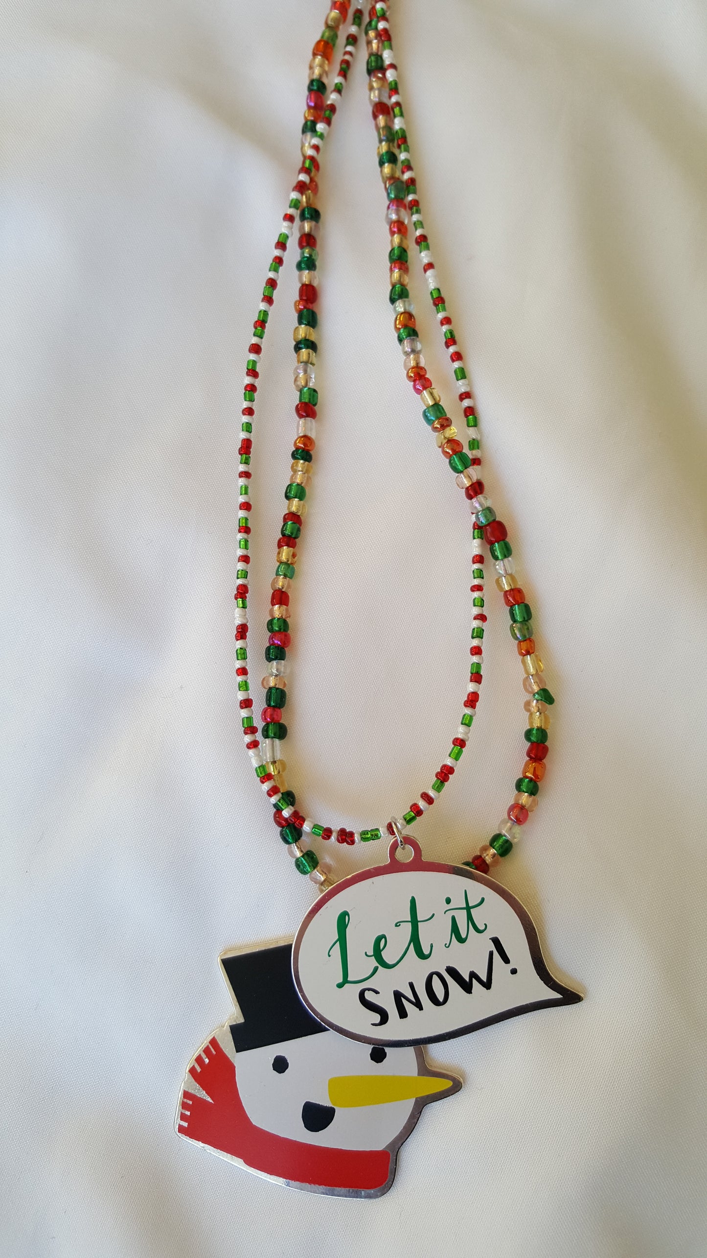 Let It Snow-man Double-strand Beaded Necklace