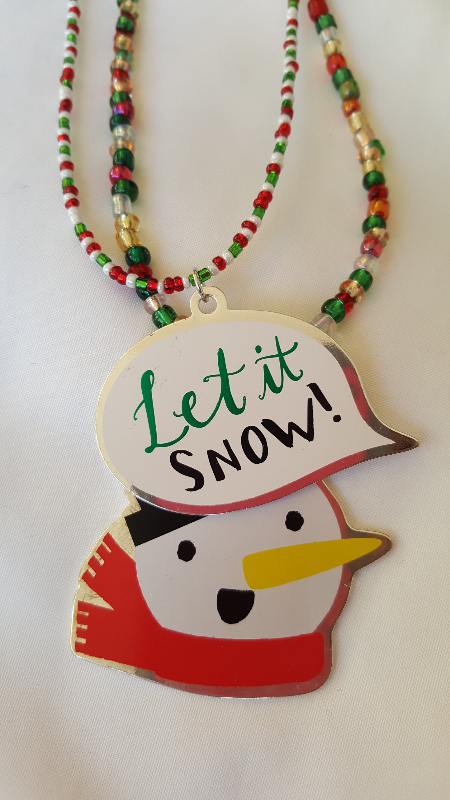 Let It Snow-man Double-strand Beaded Necklace
