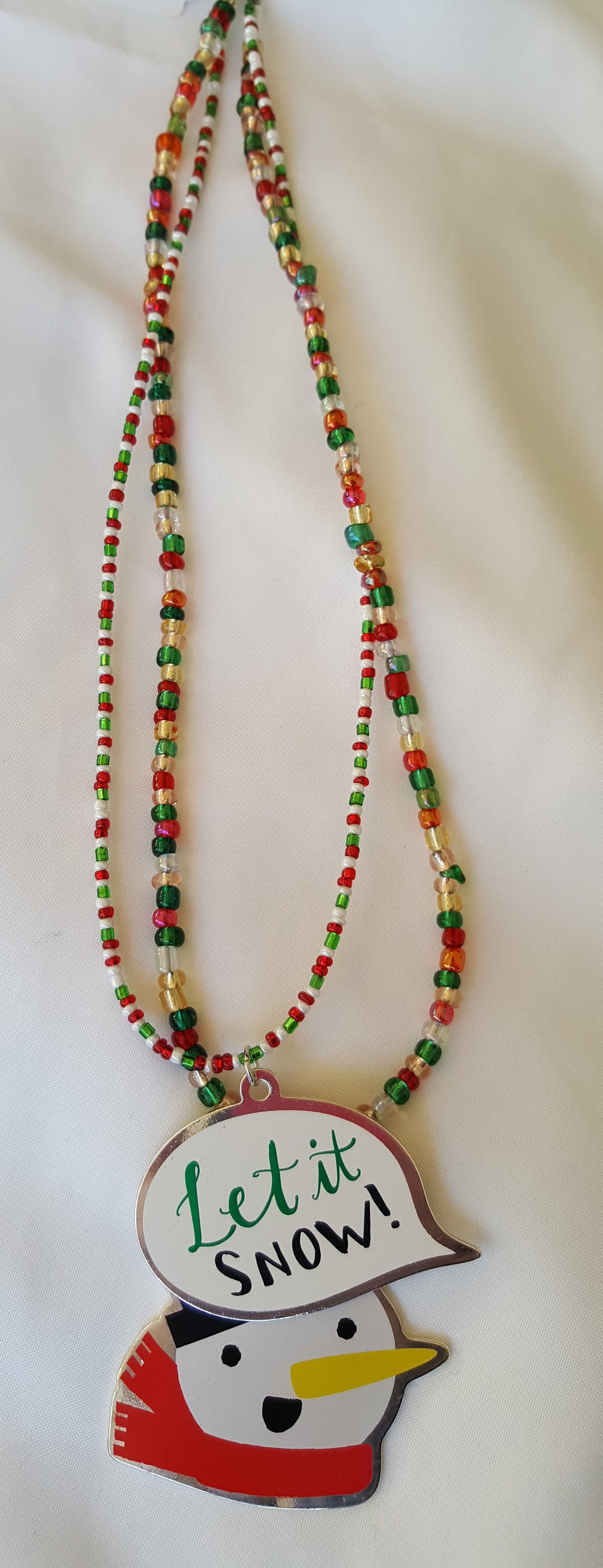 Let It Snow-man Double-strand Beaded Necklace