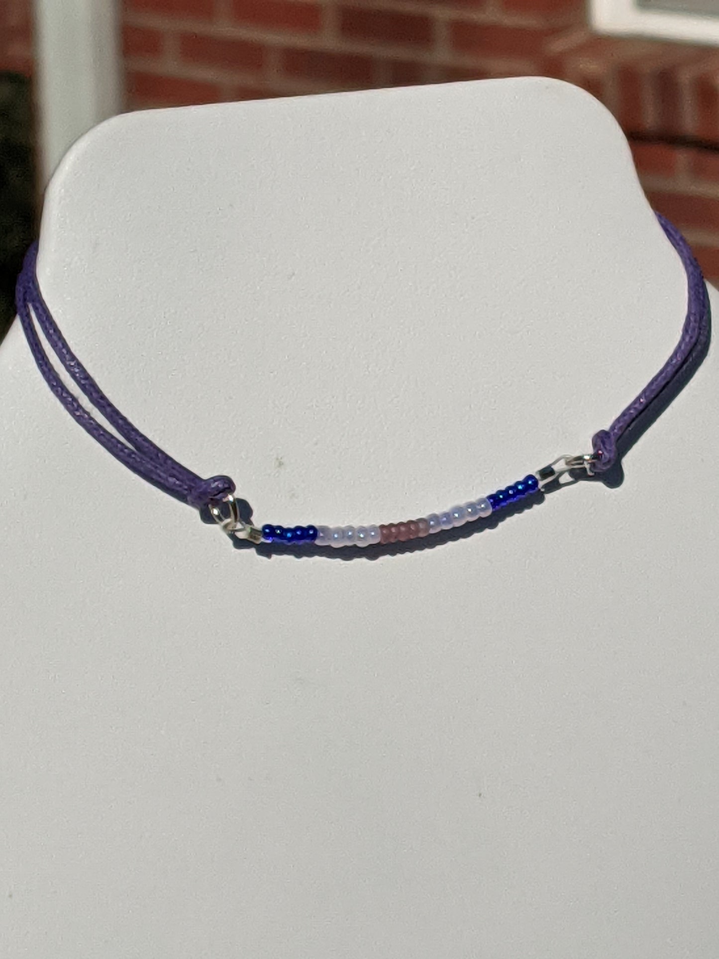 Long Purple Cord Bracelet with Purple Ombre Seed Bead Bar