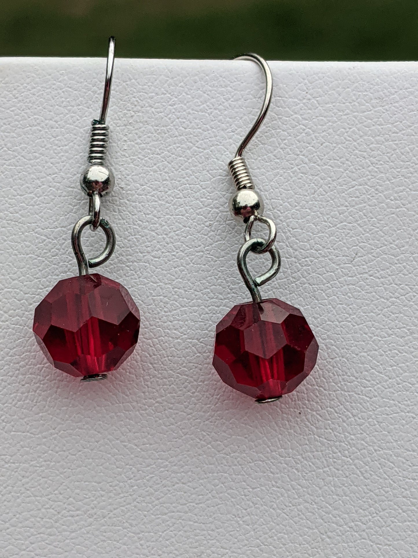 Ruby-Red Colored Drop Earrings
