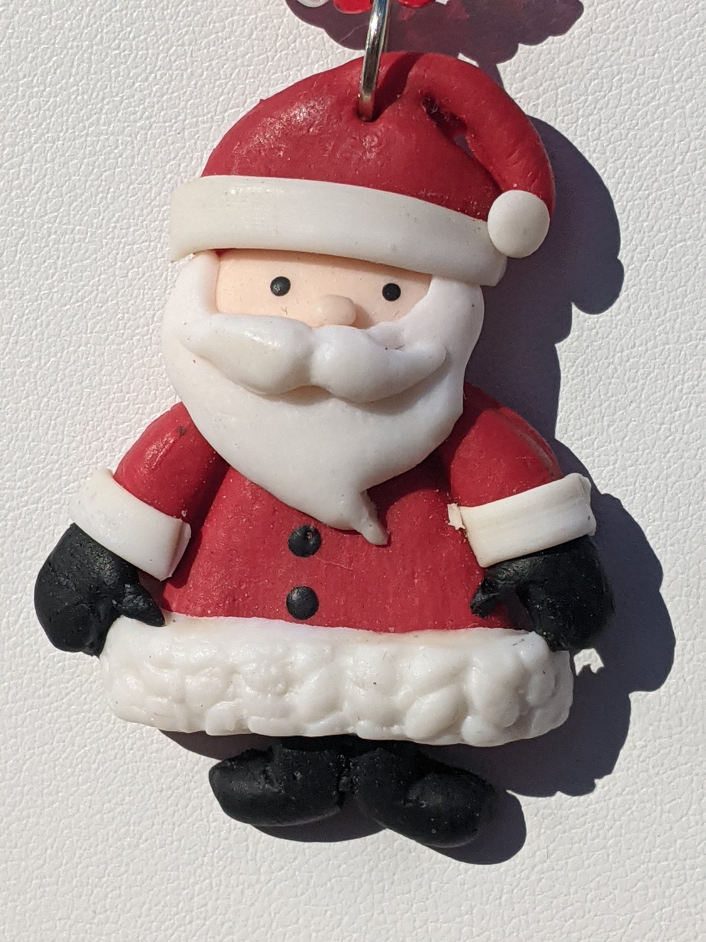 Red Clay Santa on Beaded Necklace