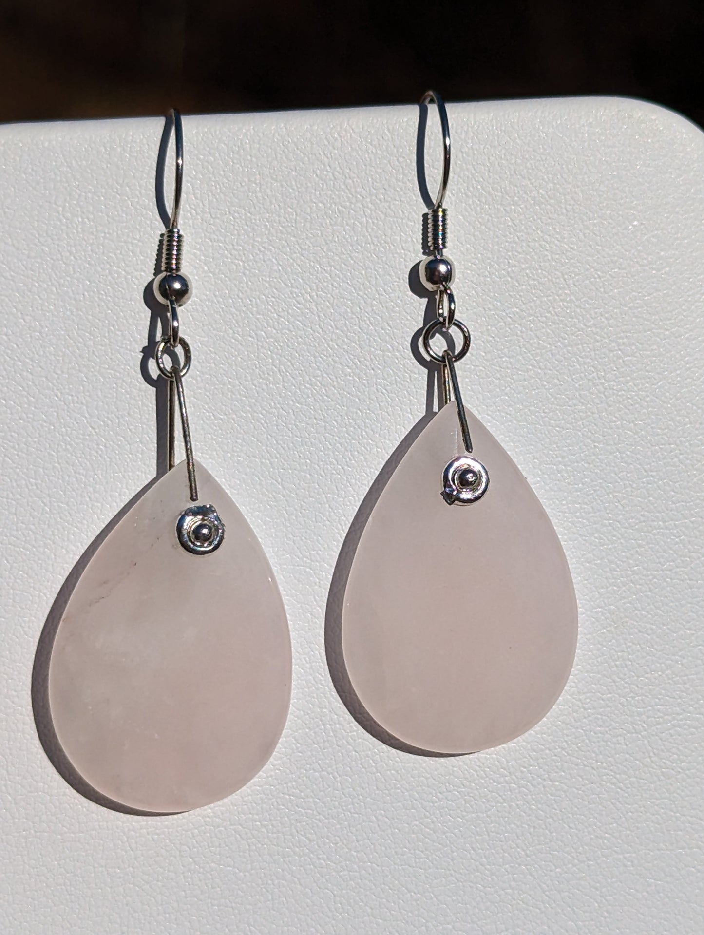 Rose Quartz Teardrop Earrings