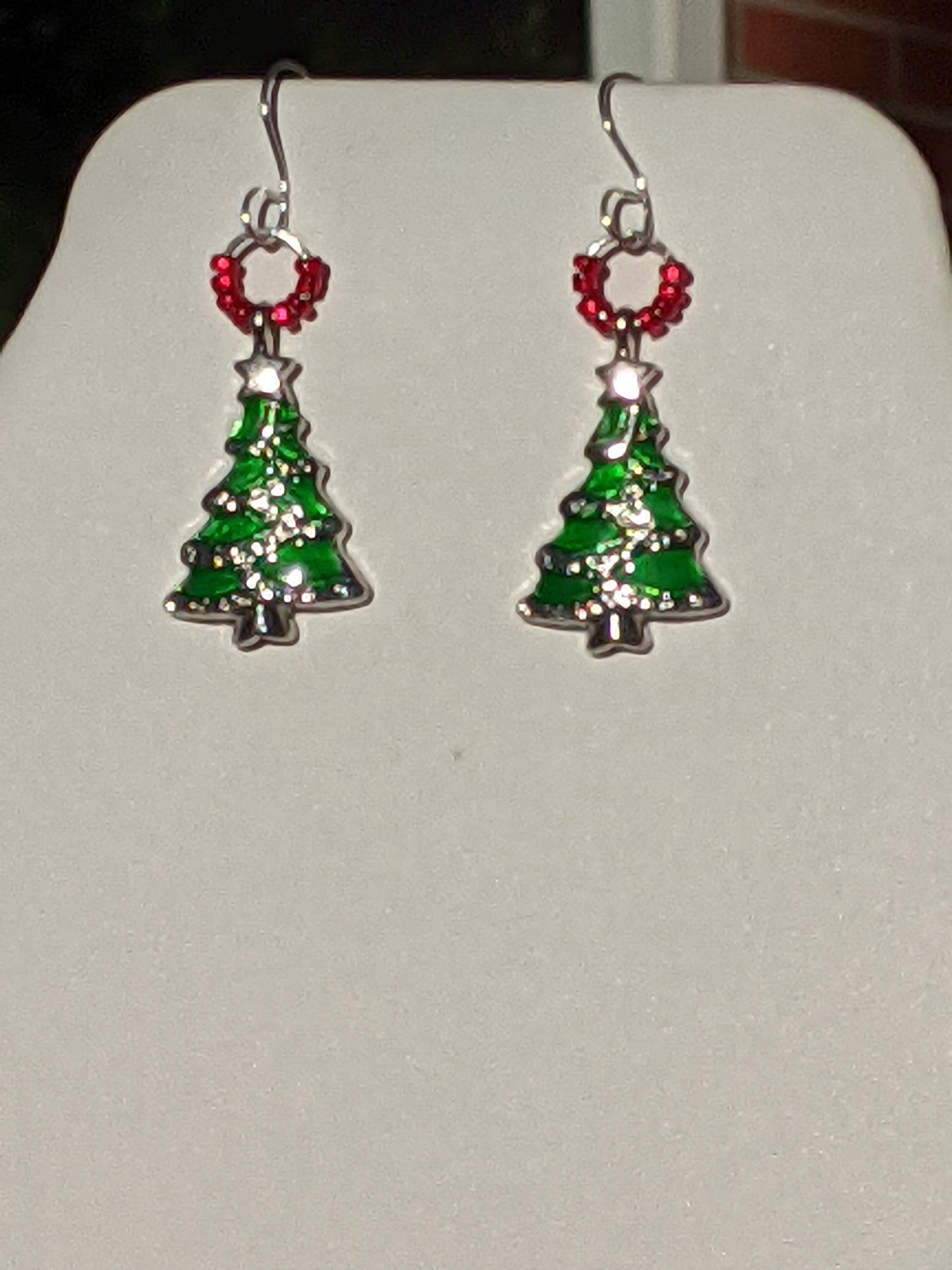Green Christmas Tree Earrings
