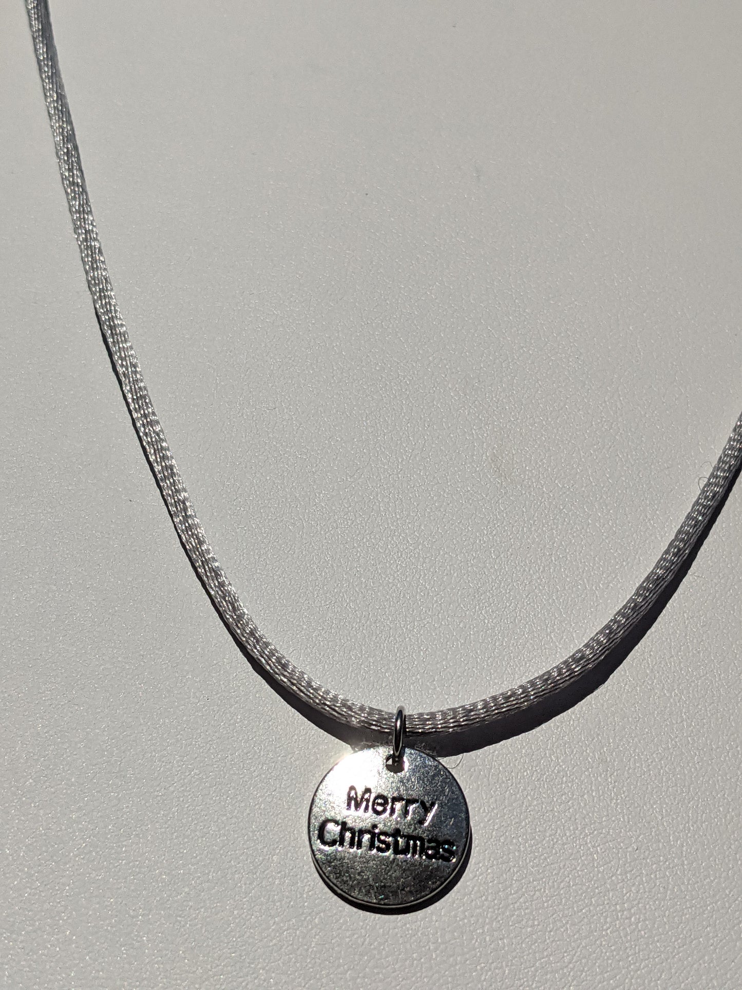 Merry Christmas Charm on Cord Necklace