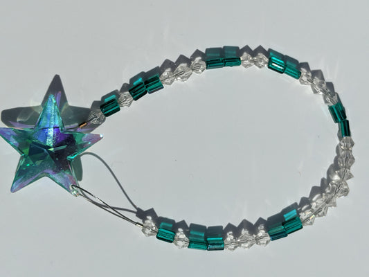 Green Faceted Crystal Star Suncatcher