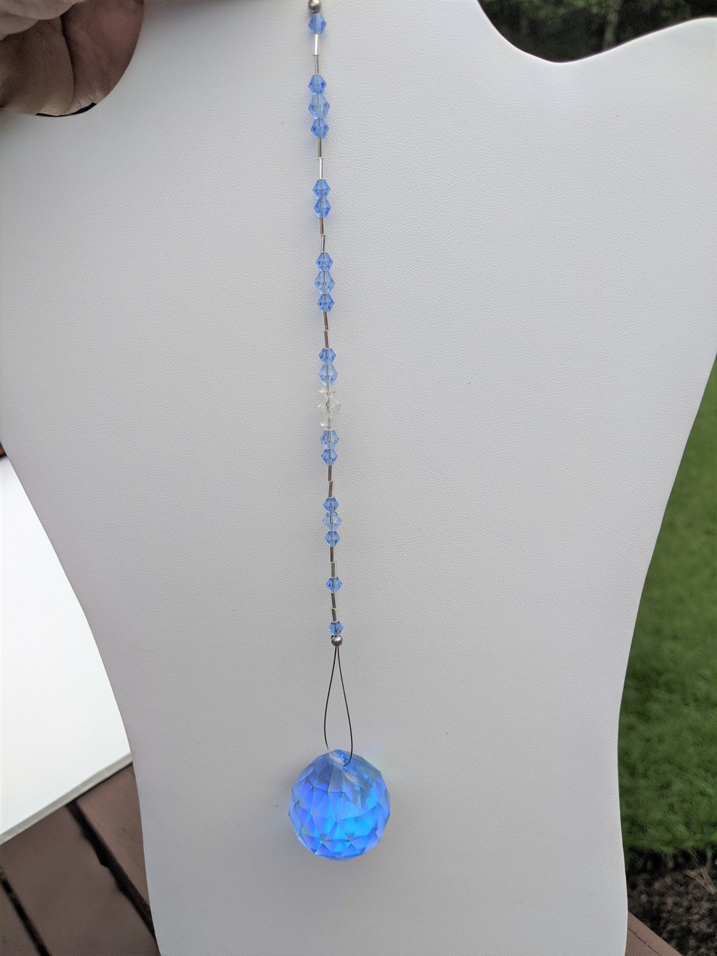Blue Faceted Crystal Ball Suncatcher