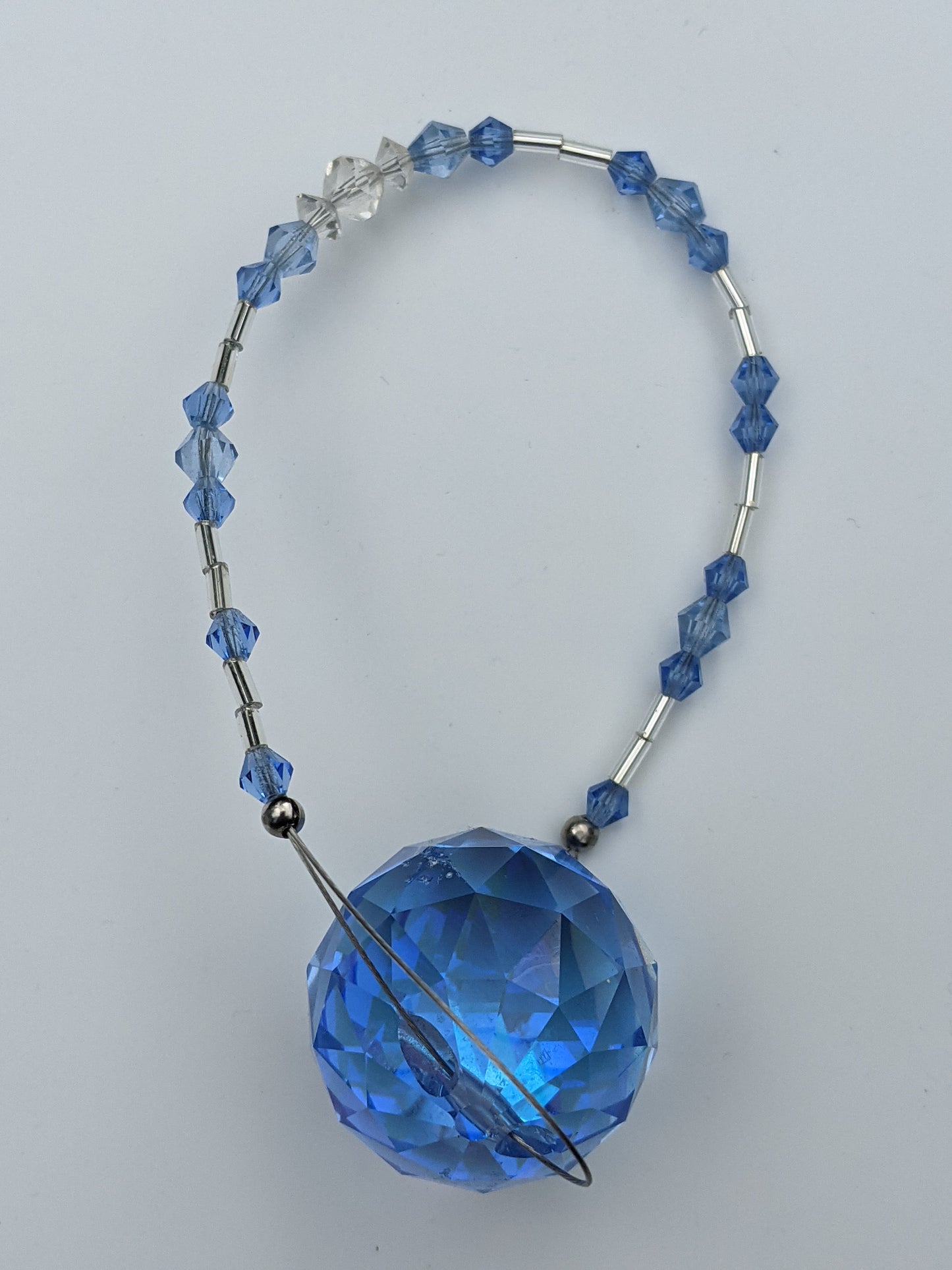 Blue Faceted Crystal Ball Suncatcher