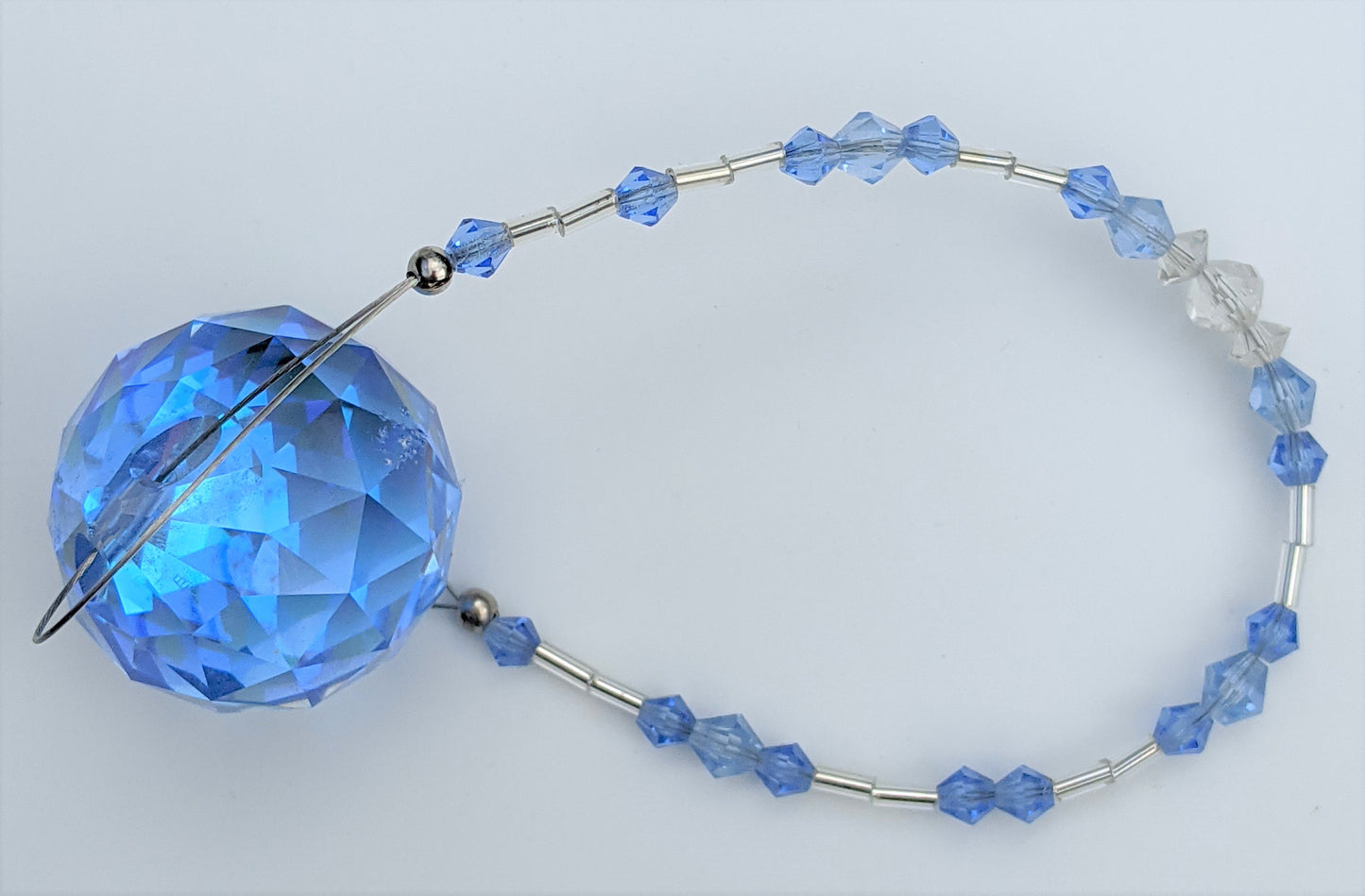 Blue Faceted Crystal Ball Suncatcher