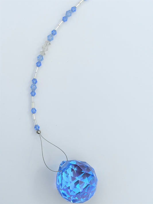 Blue Faceted Crystal Ball Suncatcher