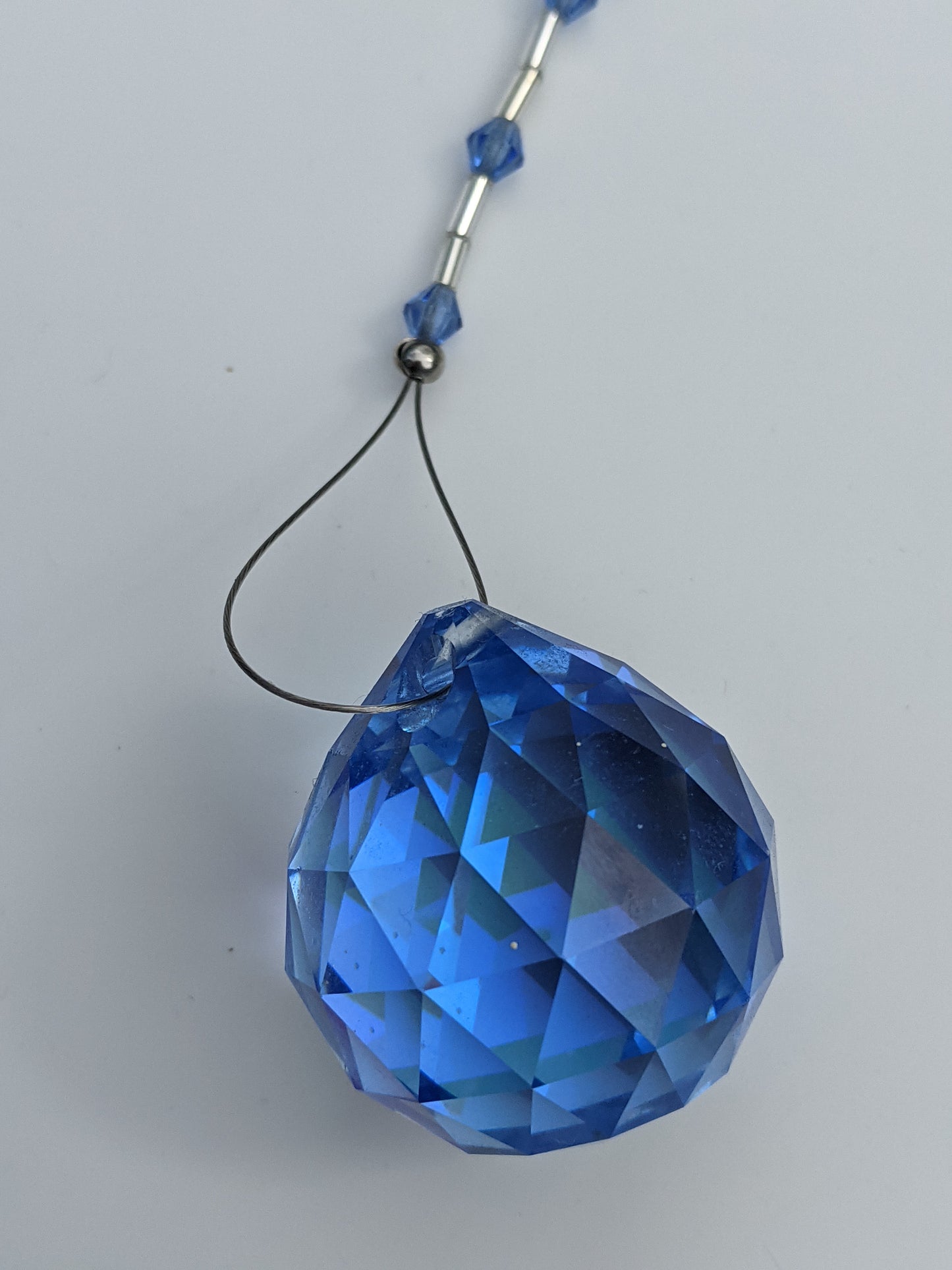 Blue Faceted Crystal Ball Suncatcher