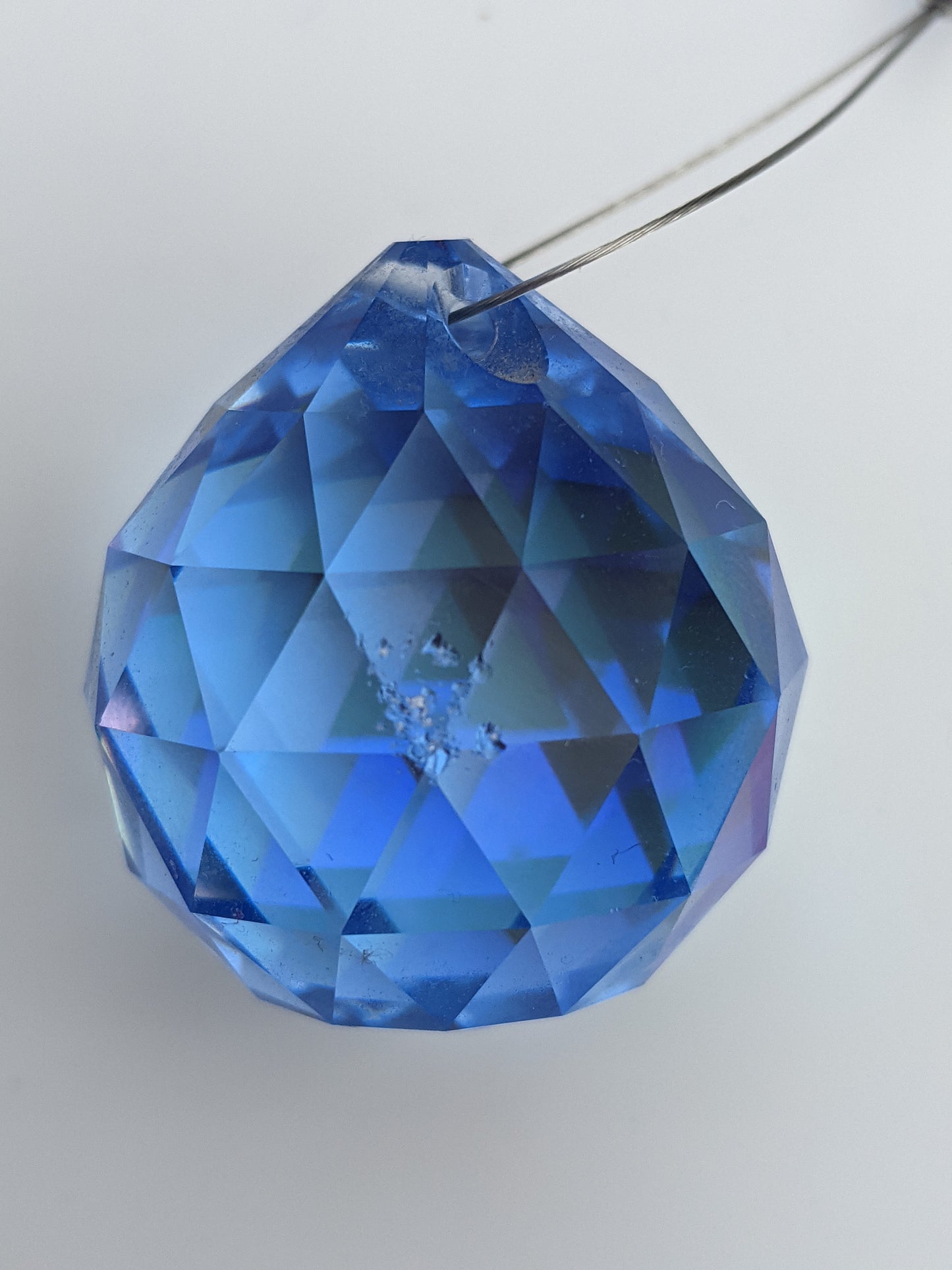 Blue Faceted Crystal Ball Suncatcher
