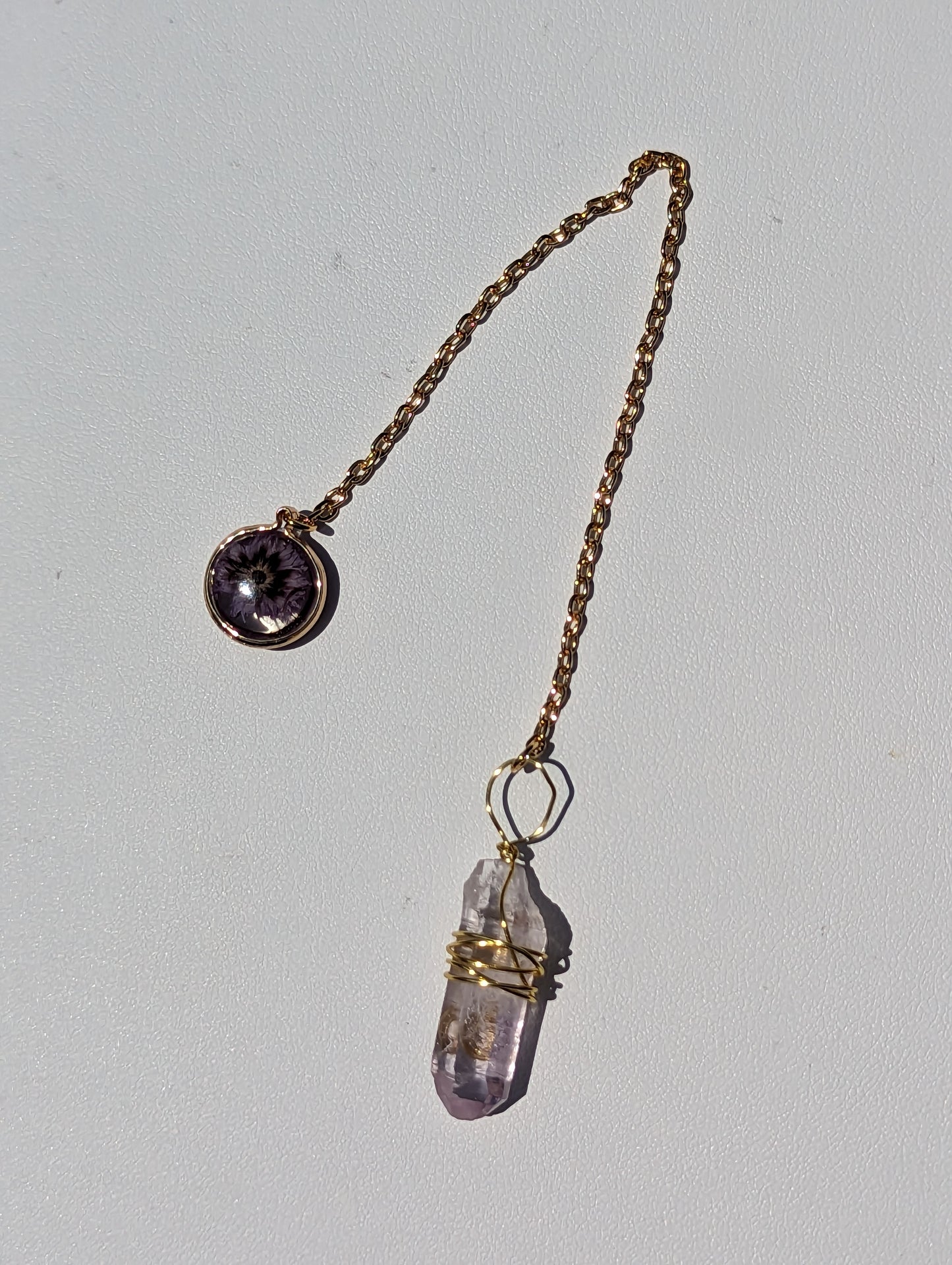 Wire-wrapped Amethyst Point Pendulum (Reiki blessed)