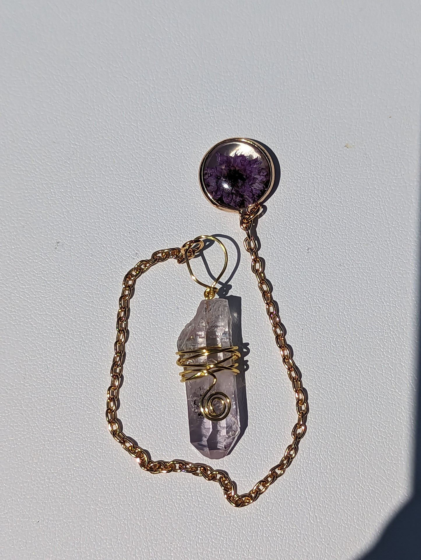 Wire-wrapped Amethyst Point Pendulum (Reiki blessed)