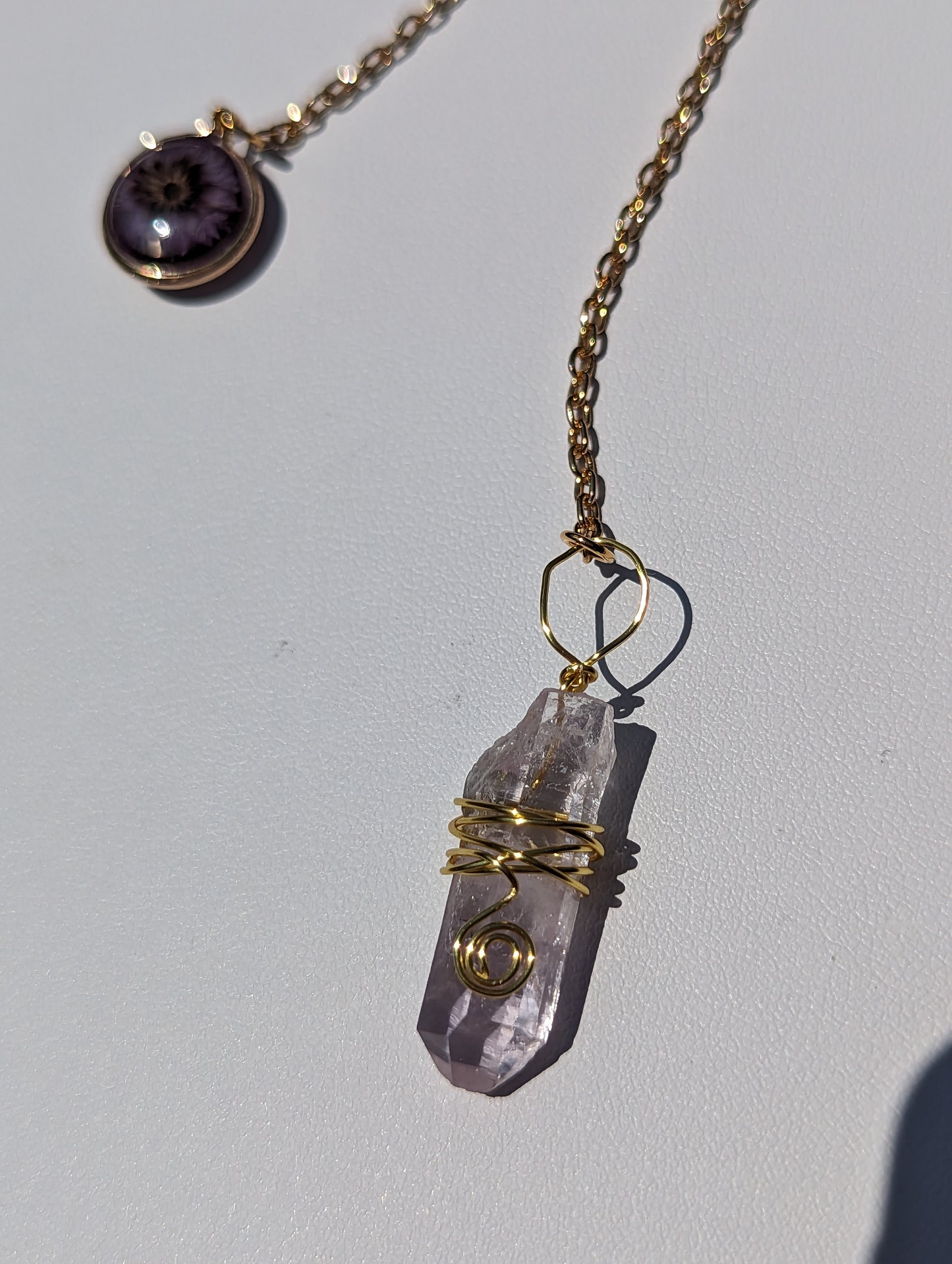 Wire-wrapped Amethyst Point Pendulum (Reiki blessed)