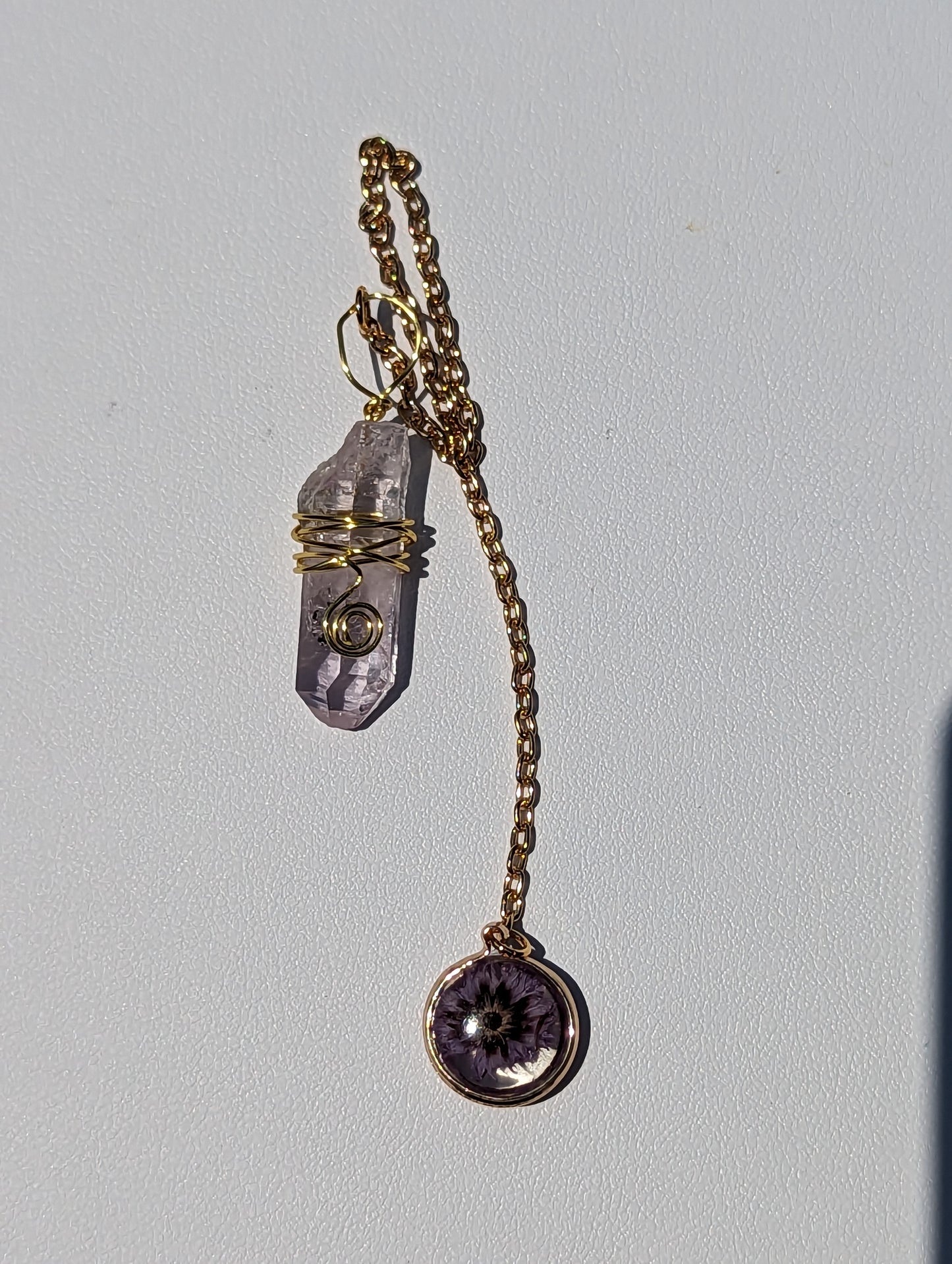 Wire-wrapped Amethyst Point Pendulum (Reiki blessed)