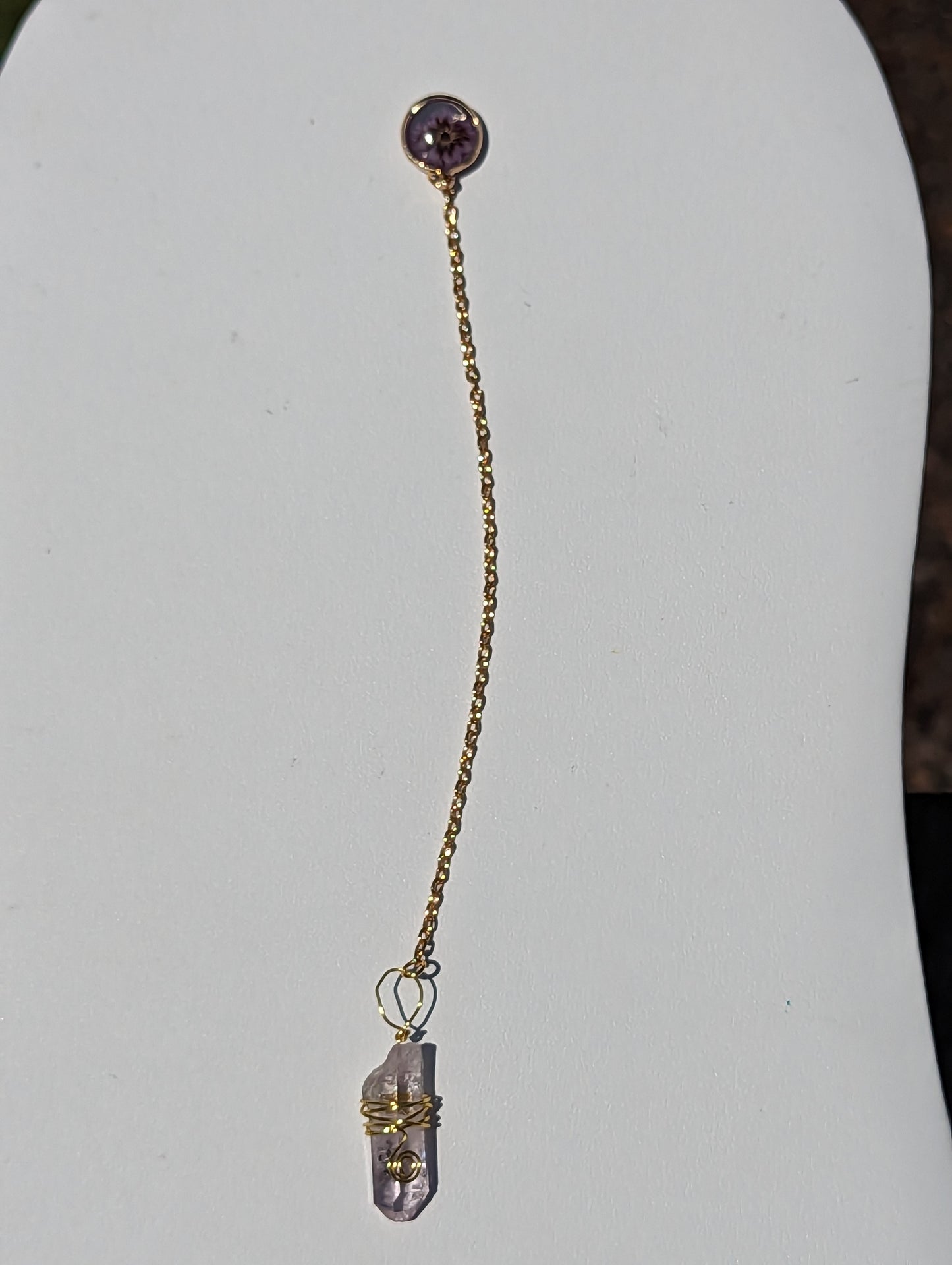 Wire-wrapped Amethyst Point Pendulum (Reiki blessed)