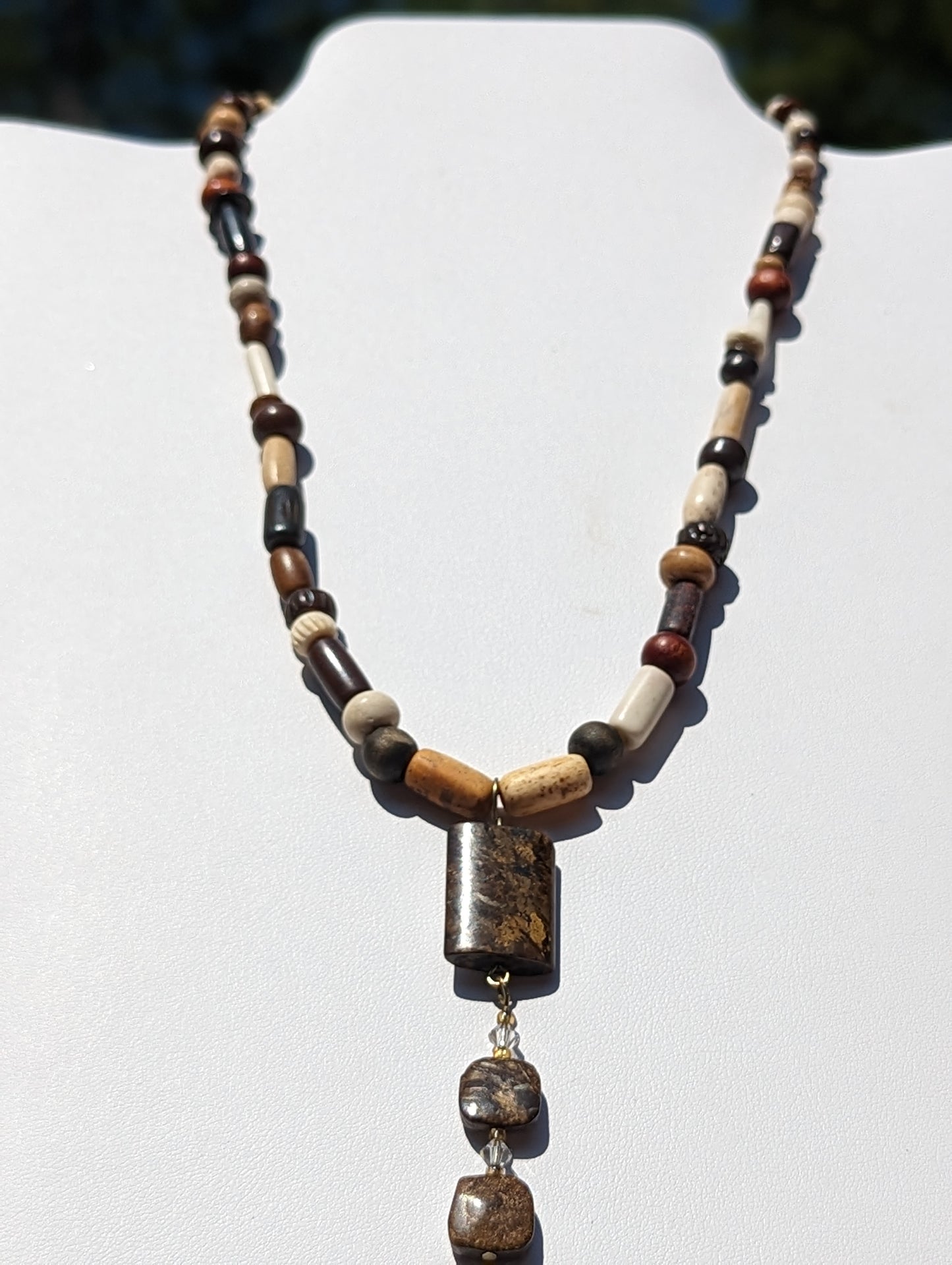 Cobra Jasper Pendant on Wooden Bead Necklace