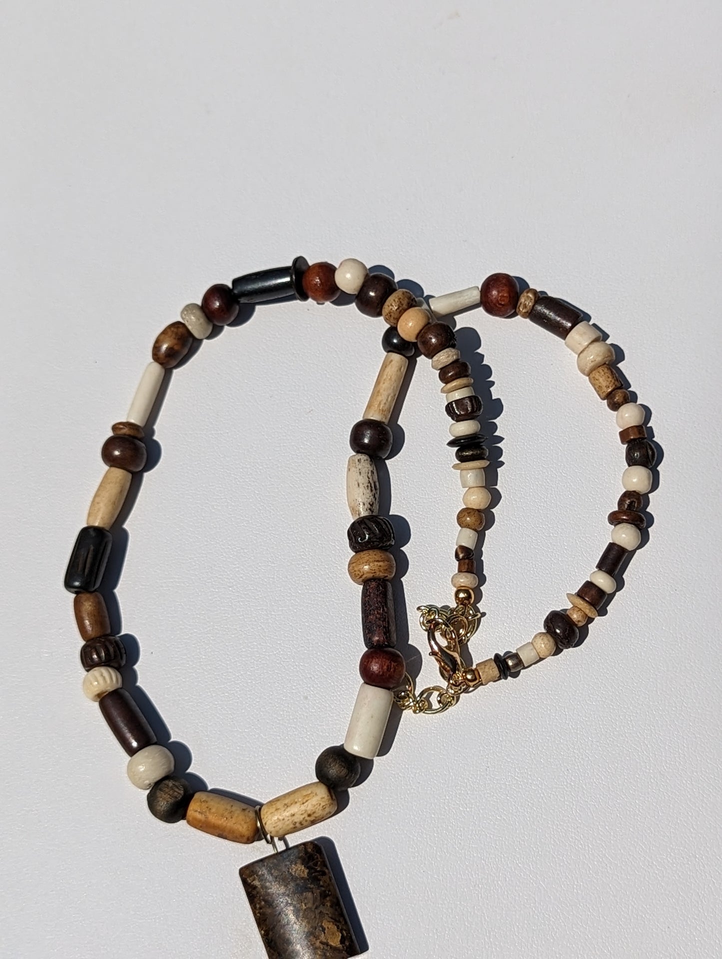 Cobra Jasper Pendant on Wooden Bead Necklace