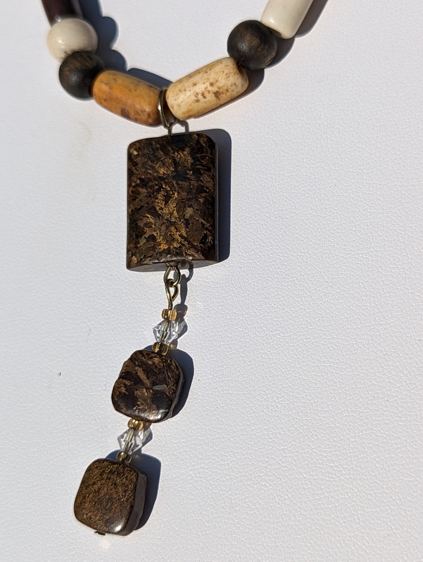 Cobra Jasper Pendant on Wooden Bead Necklace