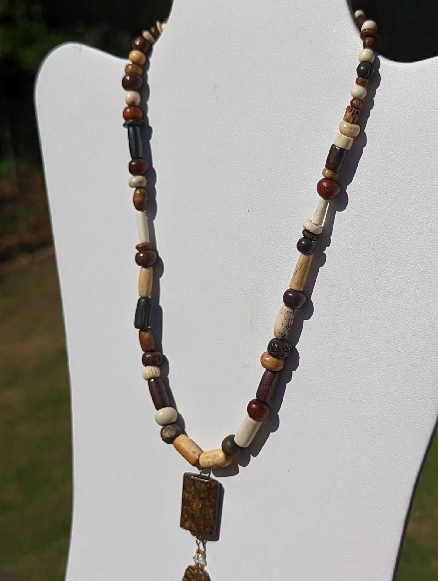 Cobra Jasper Pendant on Wooden Bead Necklace