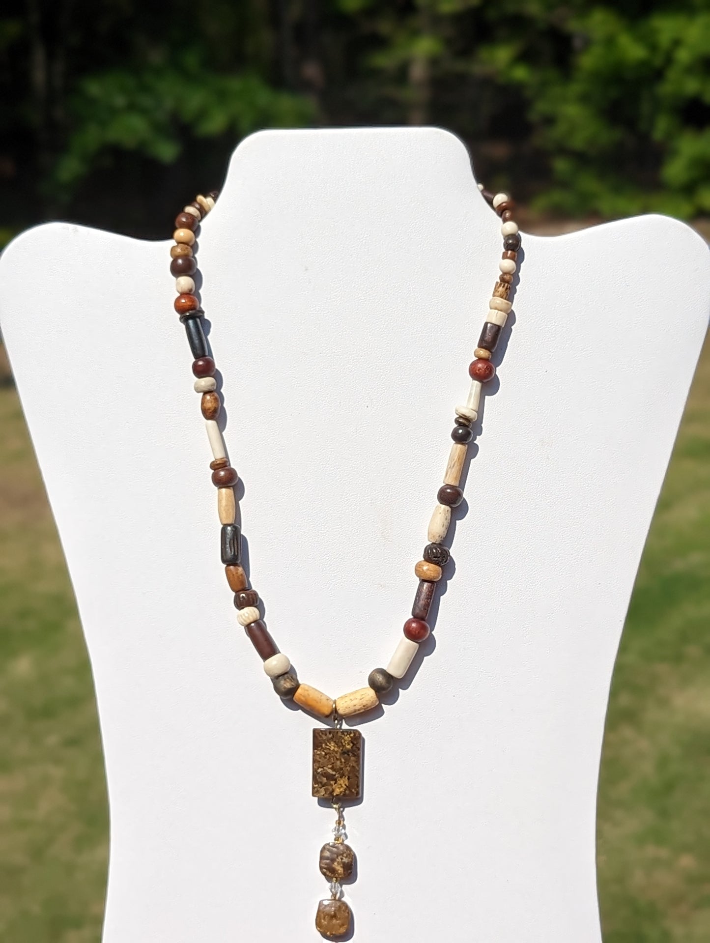 Cobra Jasper Pendant on Wooden Bead Necklace