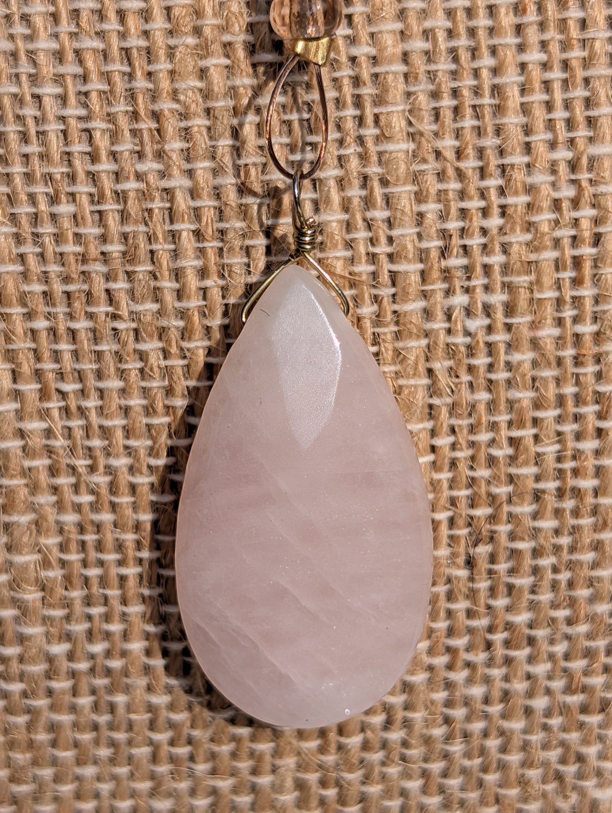 Violet Energy Teardrop Rose Quartz Pendulum (Reiki blessed)