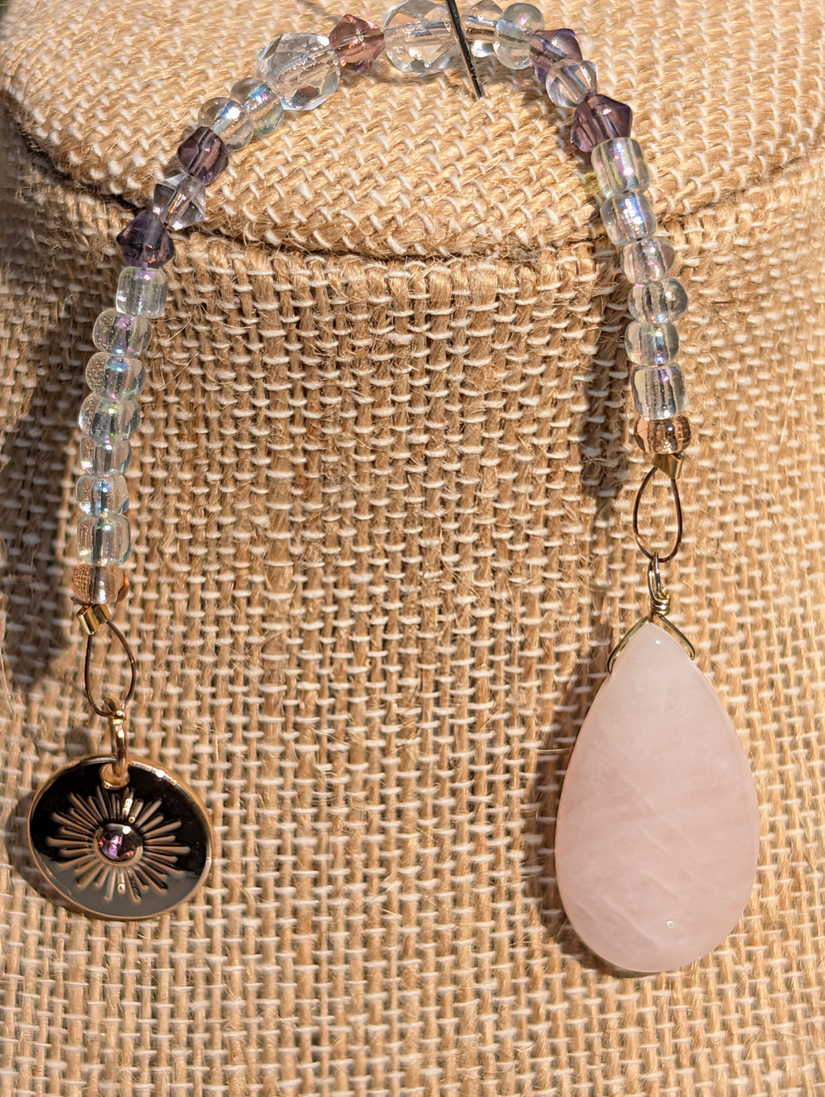 Violet Energy Teardrop Rose Quartz Pendulum (Reiki blessed)