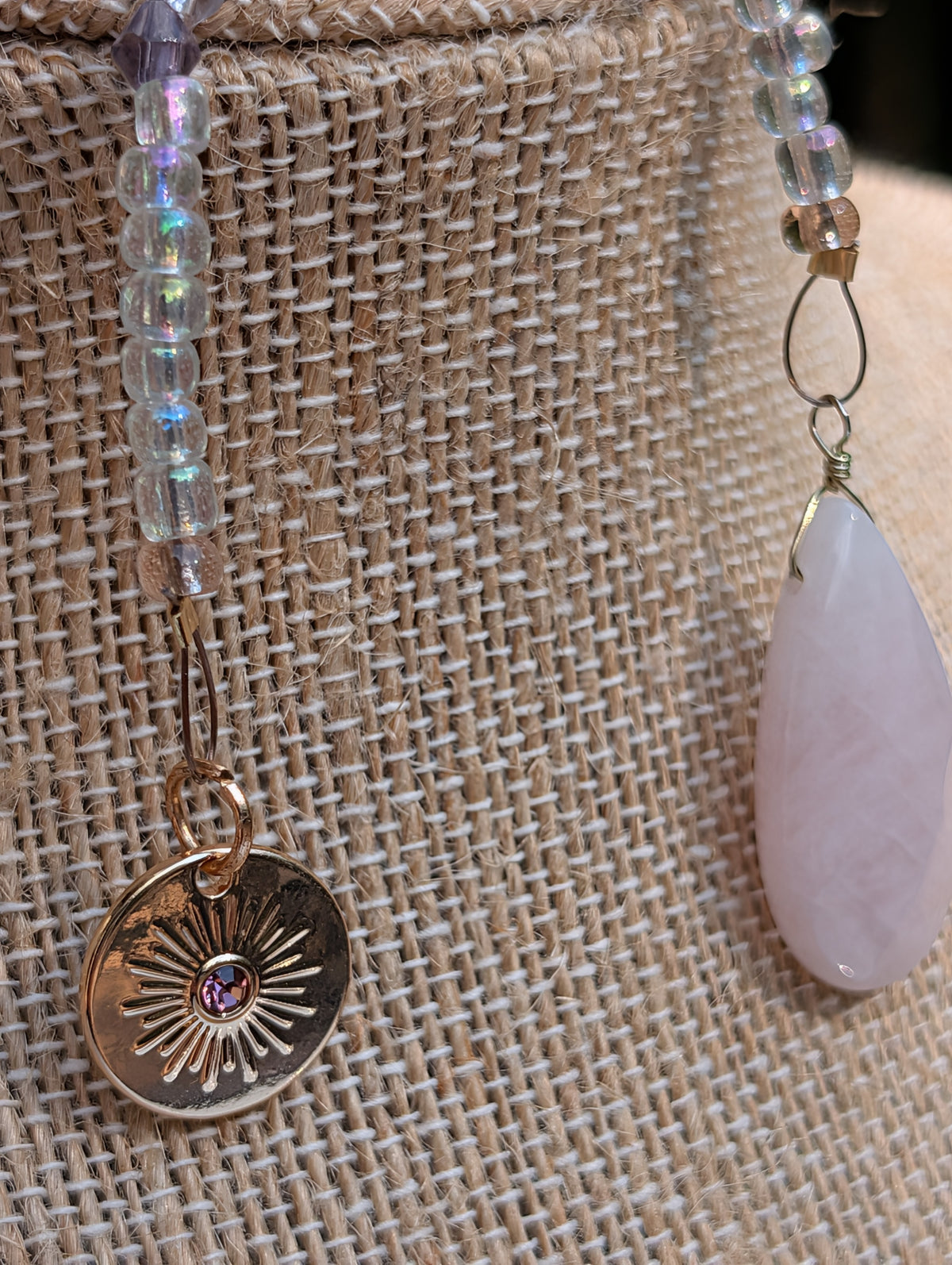 Violet Energy Teardrop Rose Quartz Pendulum (Reiki blessed)