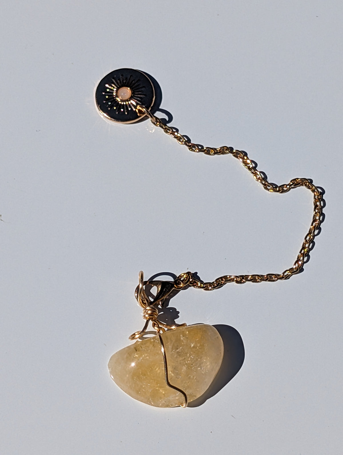 Wire-wrapped Citrine Cosmos Pendulum (reiki blessed)