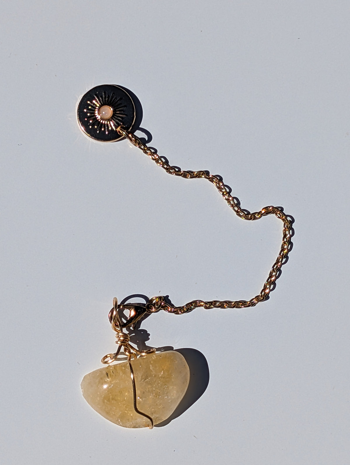 Wire-wrapped Citrine Cosmos Pendulum (reiki blessed)