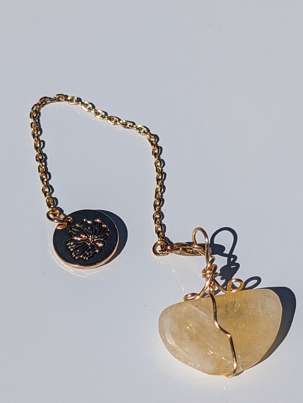 Wire-wrapped Citrine Cosmos Pendulum (reiki blessed)