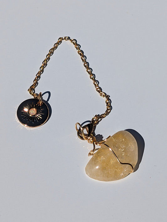 Wire-wrapped Citrine Cosmos Pendulum (reiki blessed)