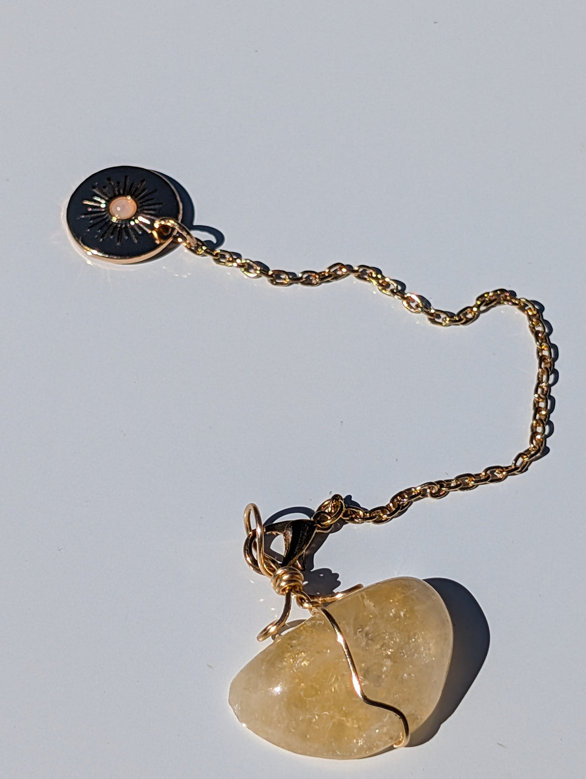 Wire-wrapped Citrine Cosmos Pendulum (reiki blessed)
