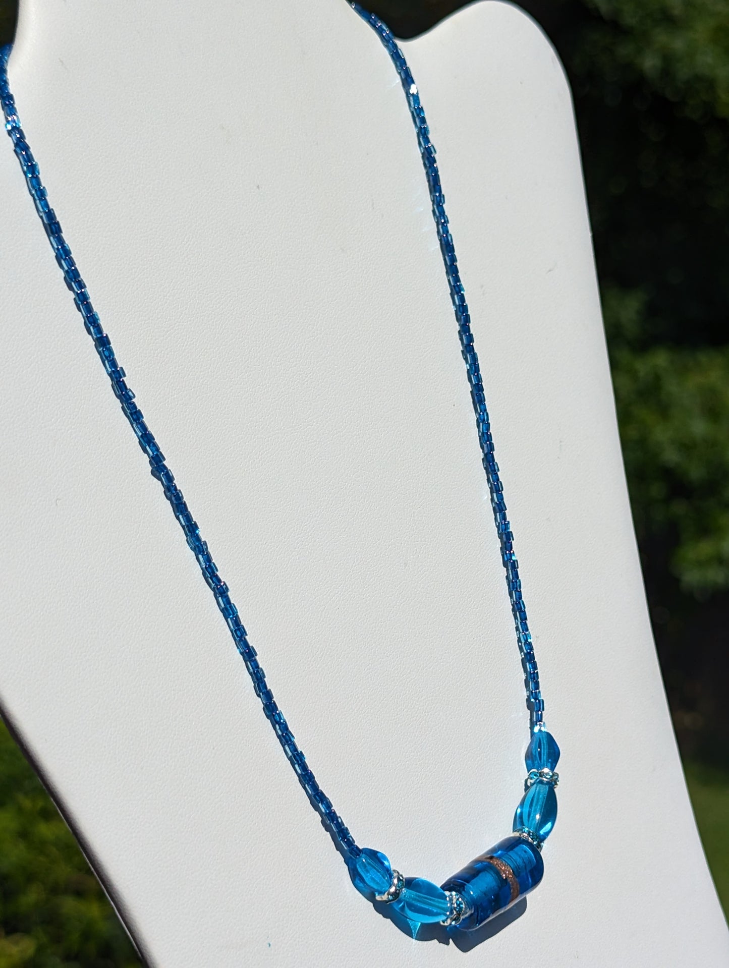 Shades of Aquamarine and Teal Beaded Necklace
