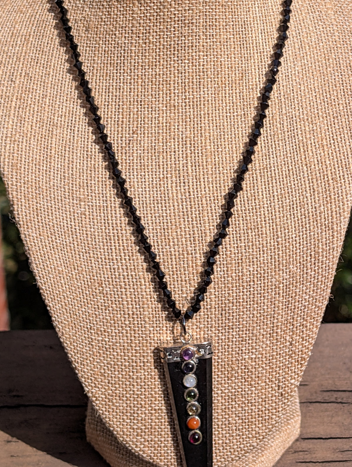 Black Obsidian Chakra Pendant Necklace