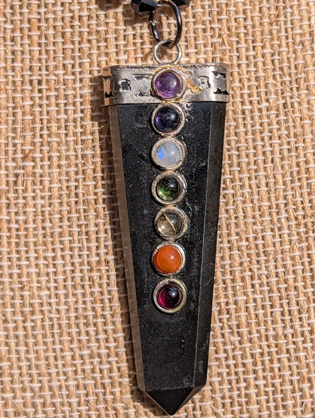 Black Obsidian Chakra Pendant Necklace
