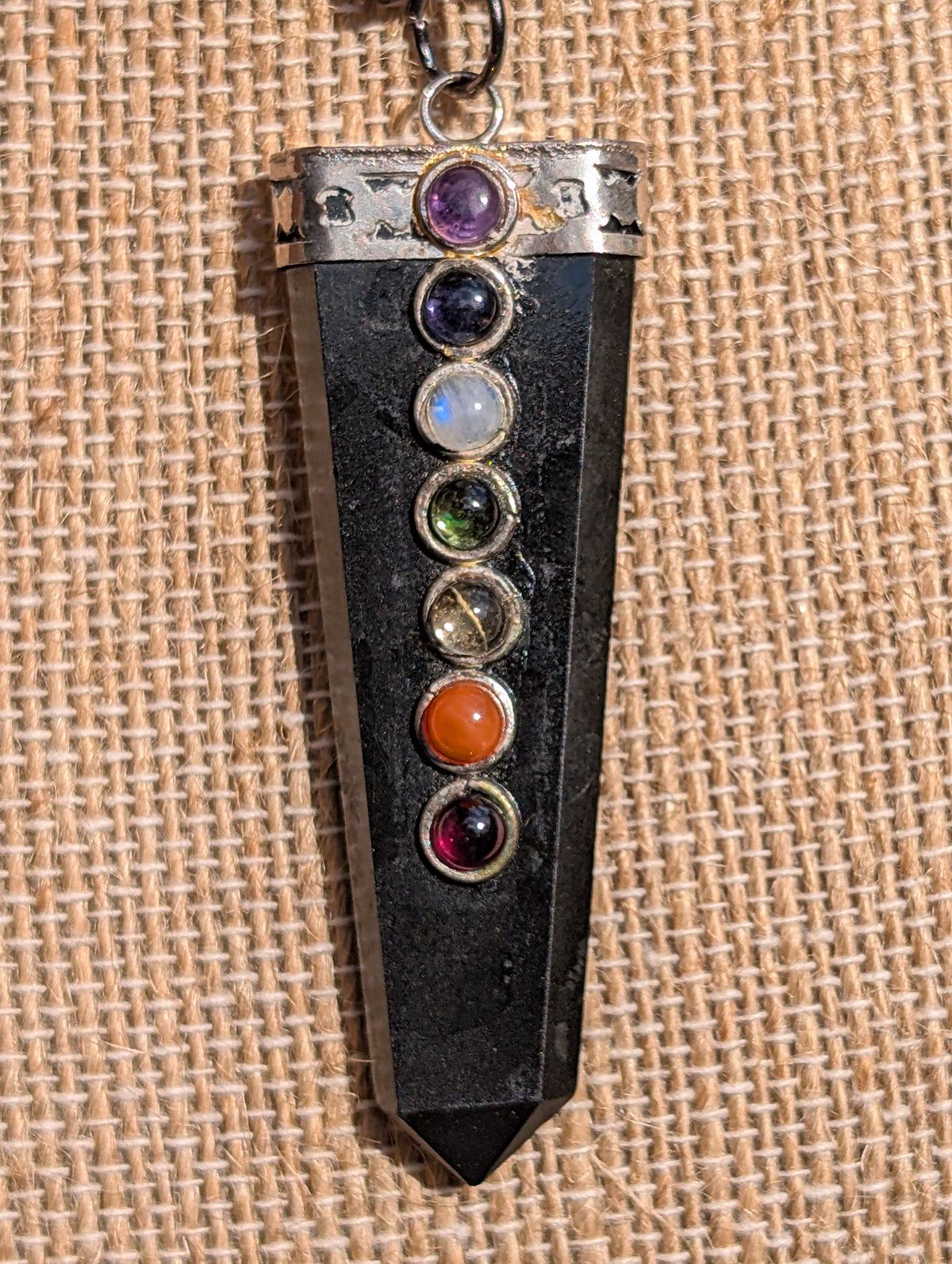 Black Obsidian Chakra Pendant Necklace