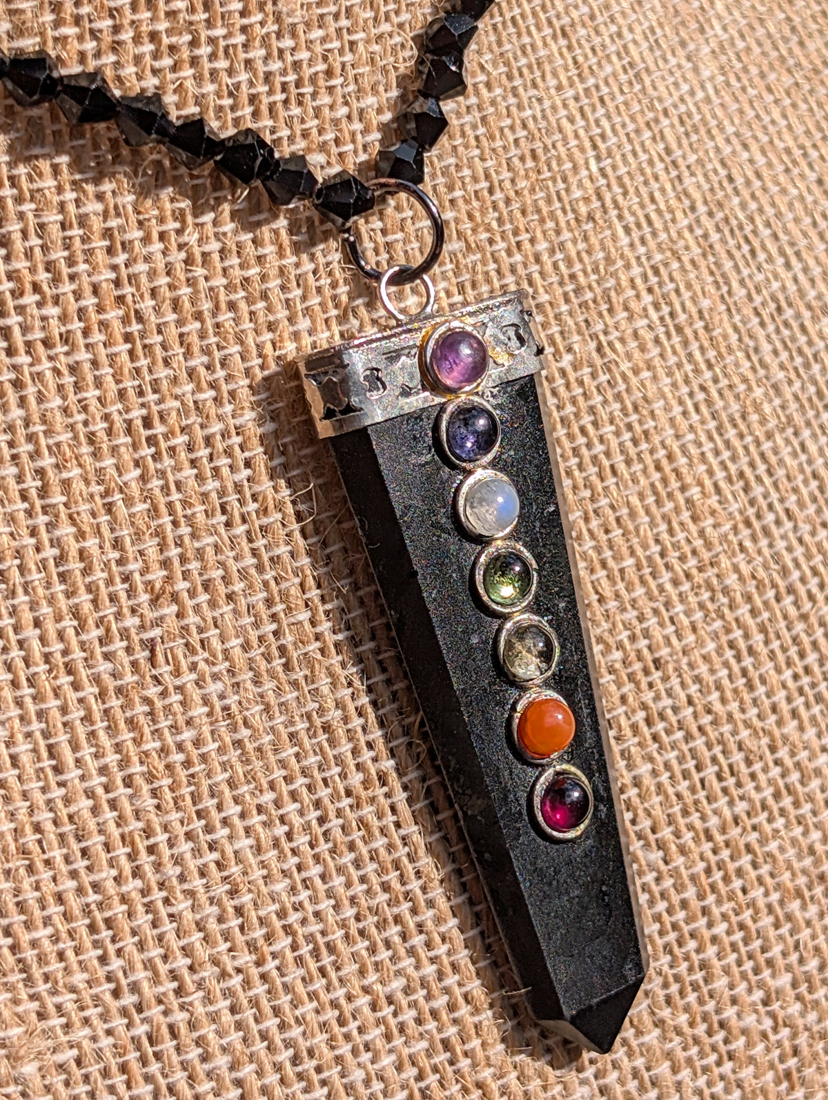 Black Obsidian Chakra Pendant Necklace