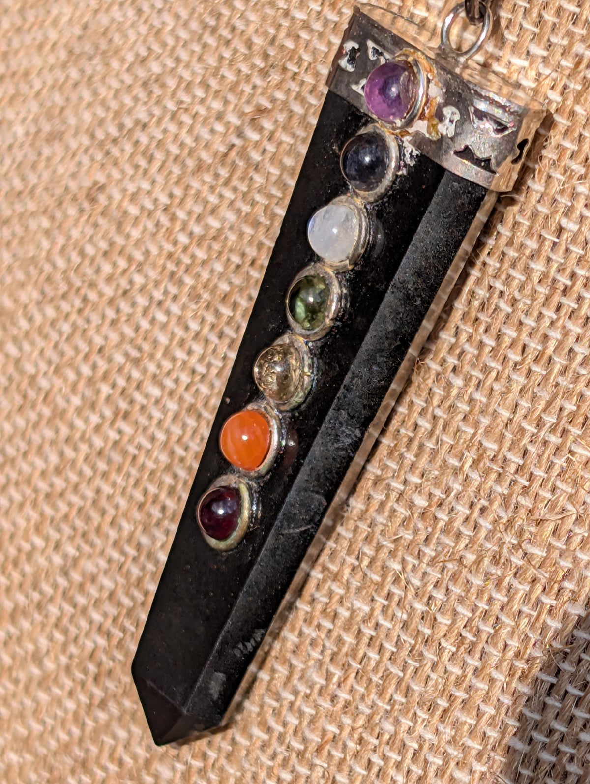 Black Obsidian Chakra Pendant Necklace