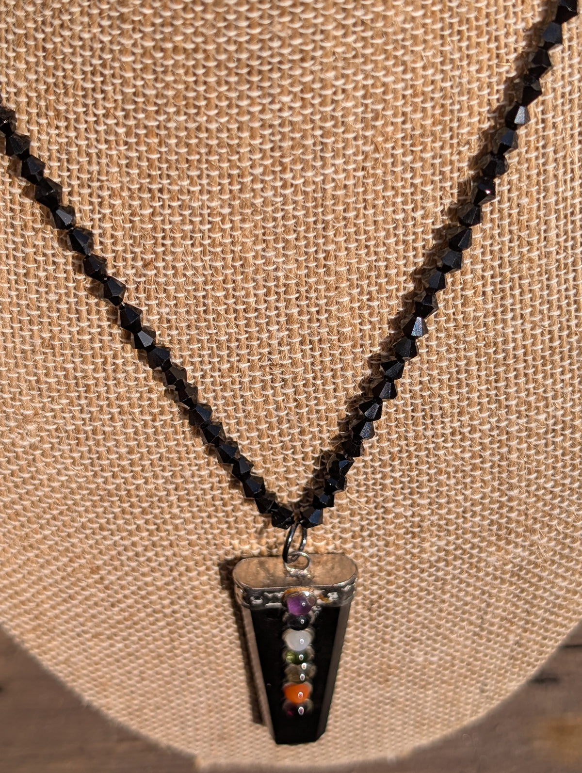 Black Obsidian Chakra Pendant Necklace