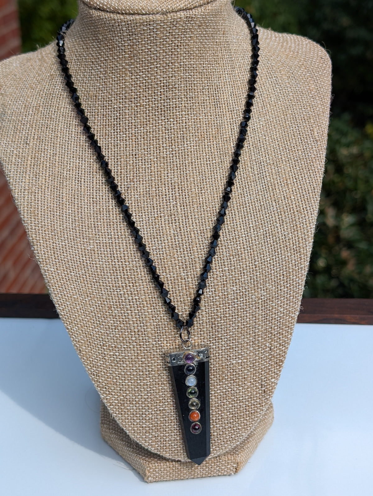 Black Obsidian Chakra Pendant Necklace