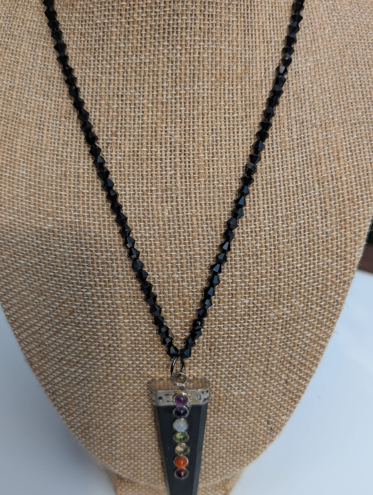 Black Obsidian Chakra Pendant Necklace